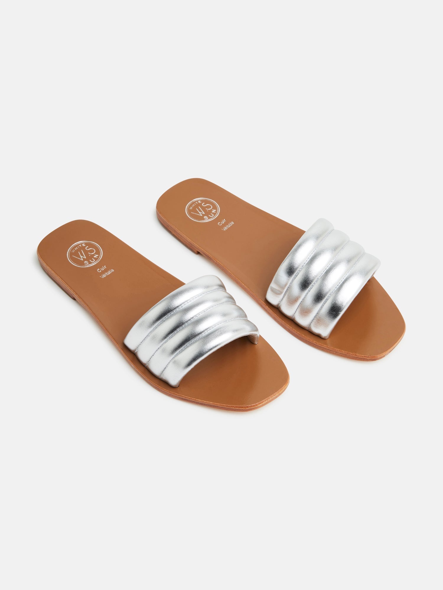 OLIVIA mules en cuir argent