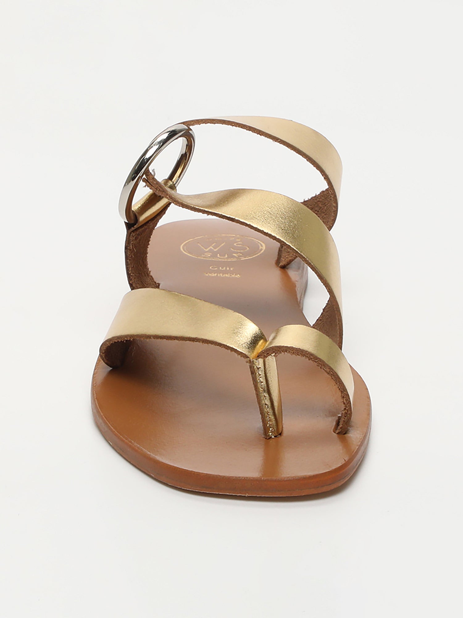 EMMA mules entre doigt en cuir or foncé