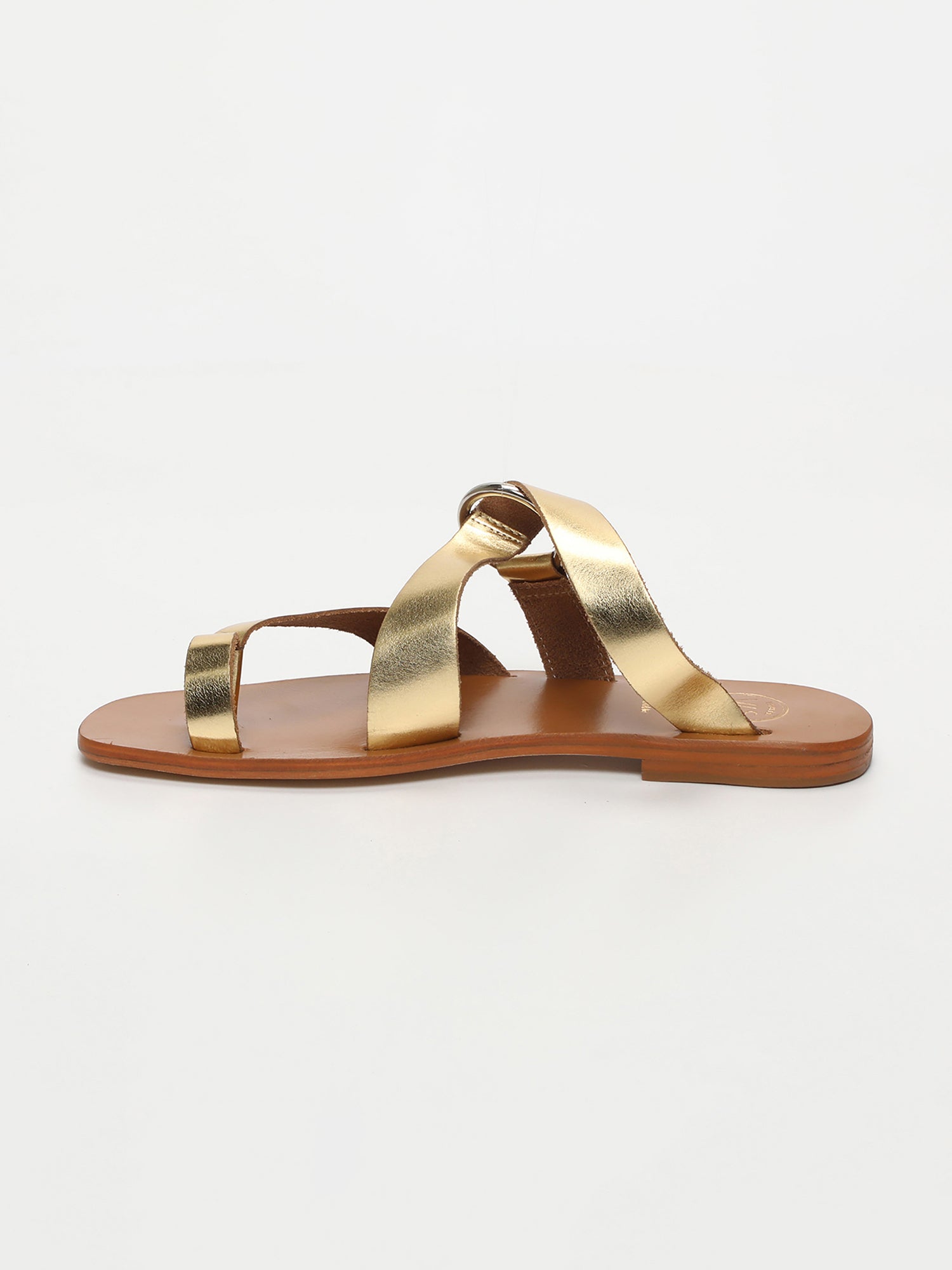 EMMA mules entre doigt en cuir or foncé