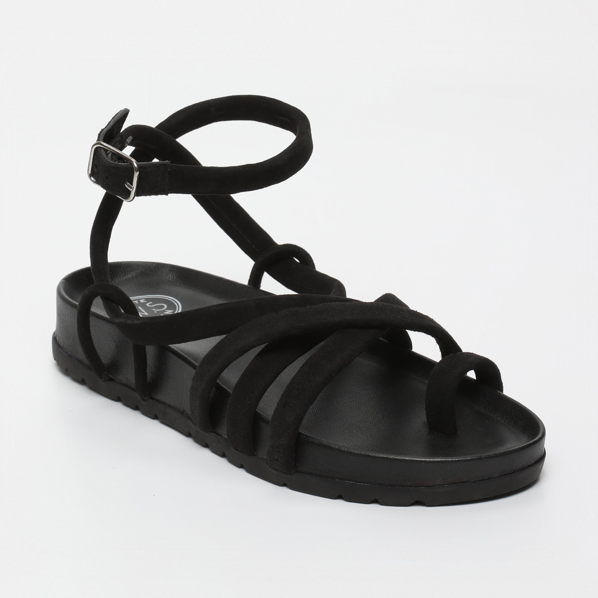 AVA sandales entre doigt en cuir noir