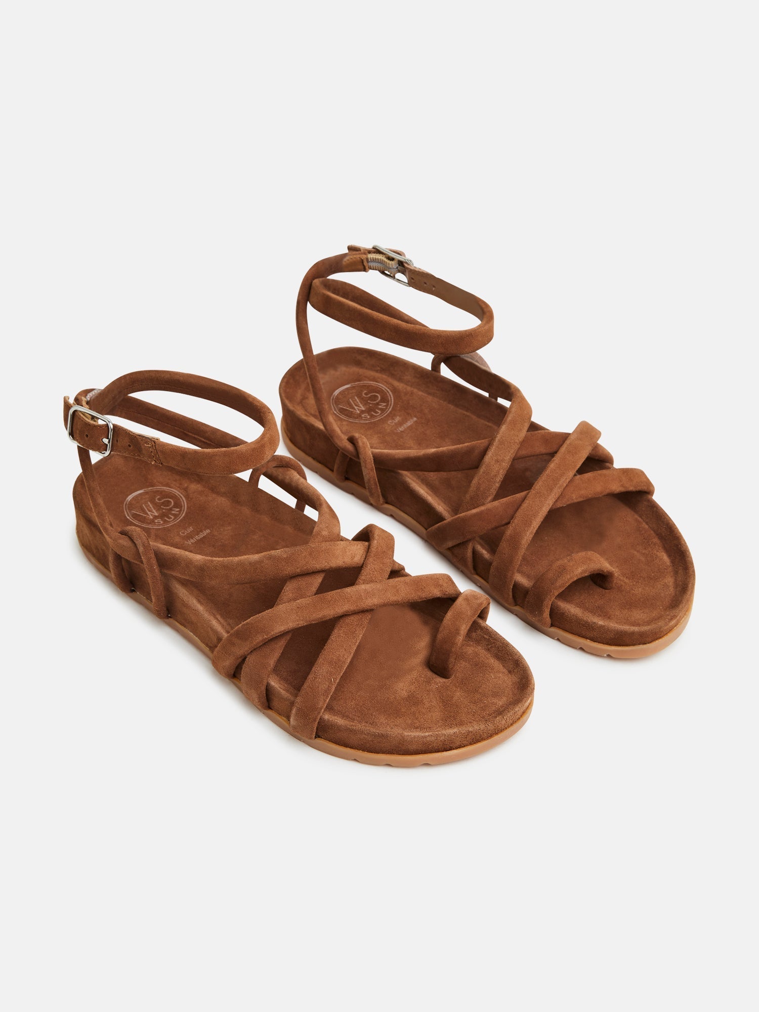 AVA sandales entre doigt en cuir camel