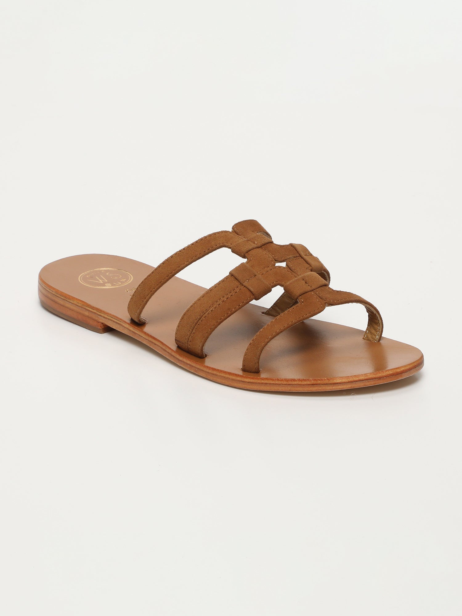 SOPHIA mules en cuir camel