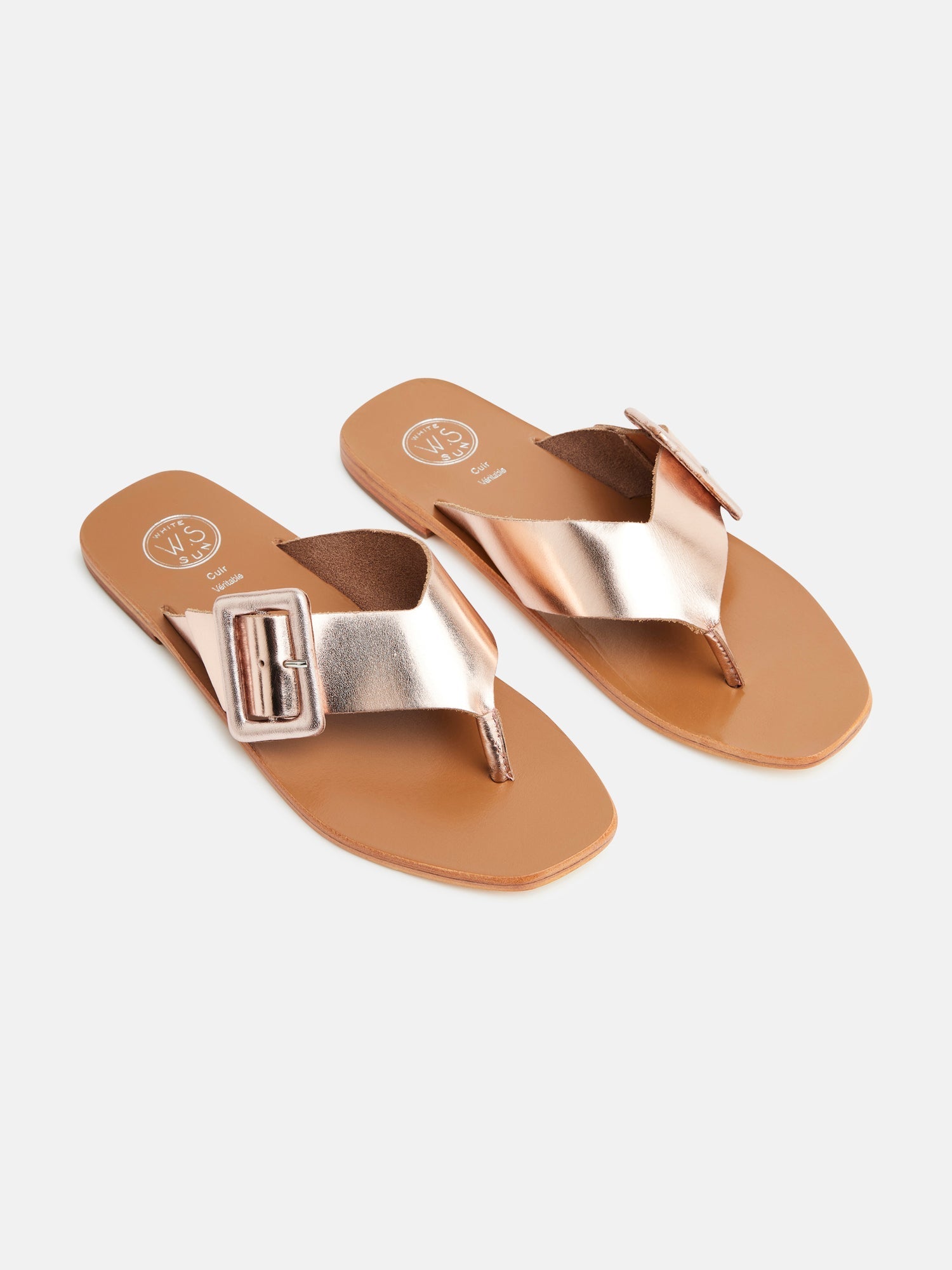 EMILY sandales en cuir or rose