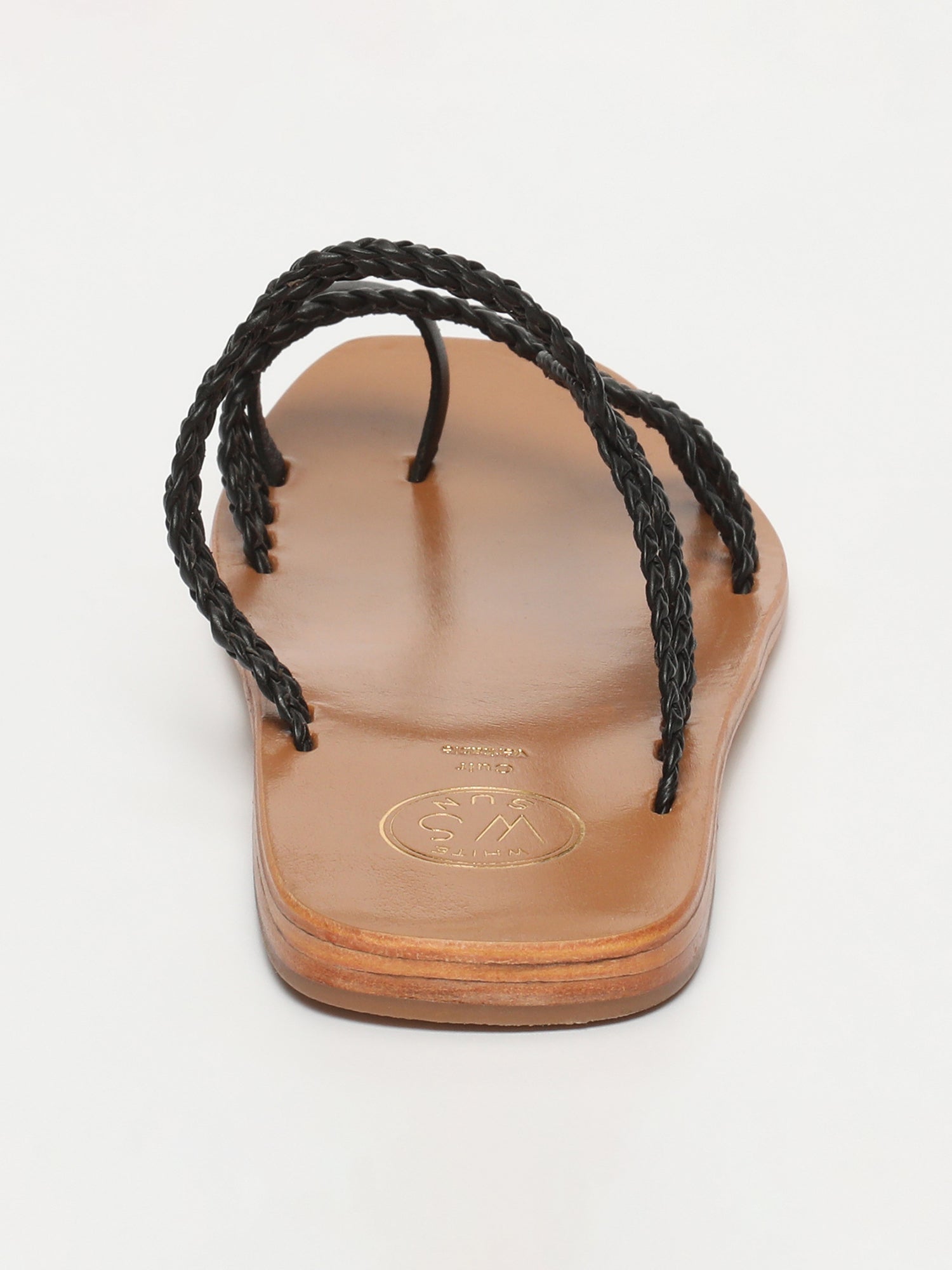 SCARLETT mules entre doigt tresses en cuir noir