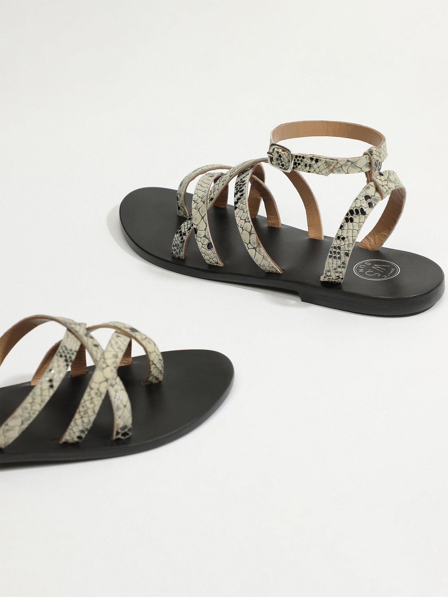 BABYLONIA sandales entre doigt bracelet de cheville en cuir python