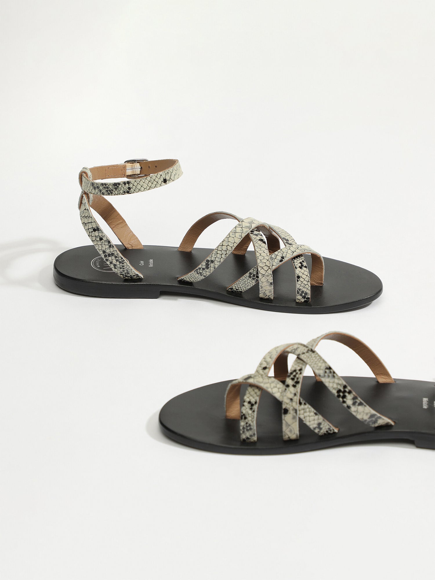 BABYLONIA sandales entre doigt bracelet de cheville en cuir python