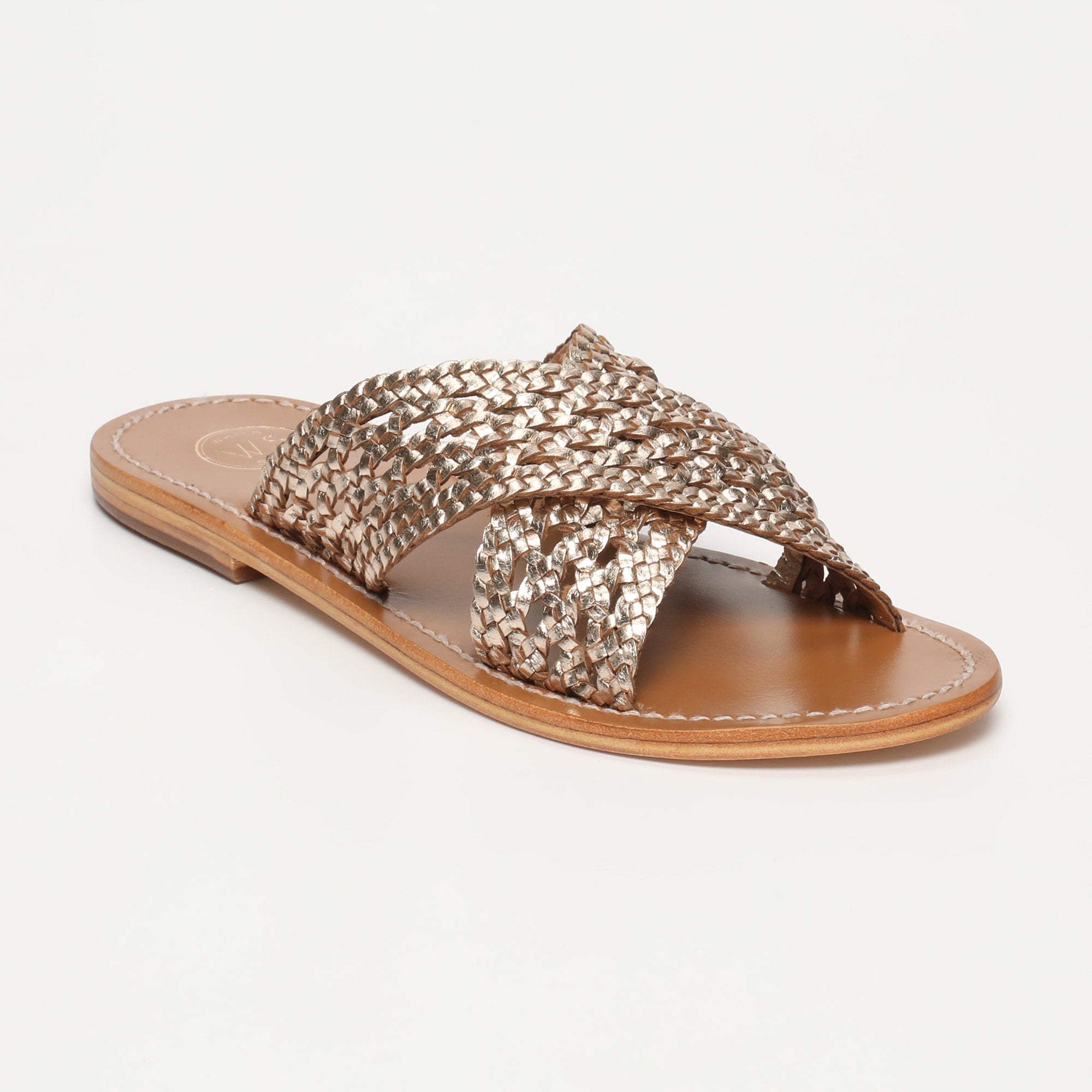BAHARAK mules tresse en cuir or