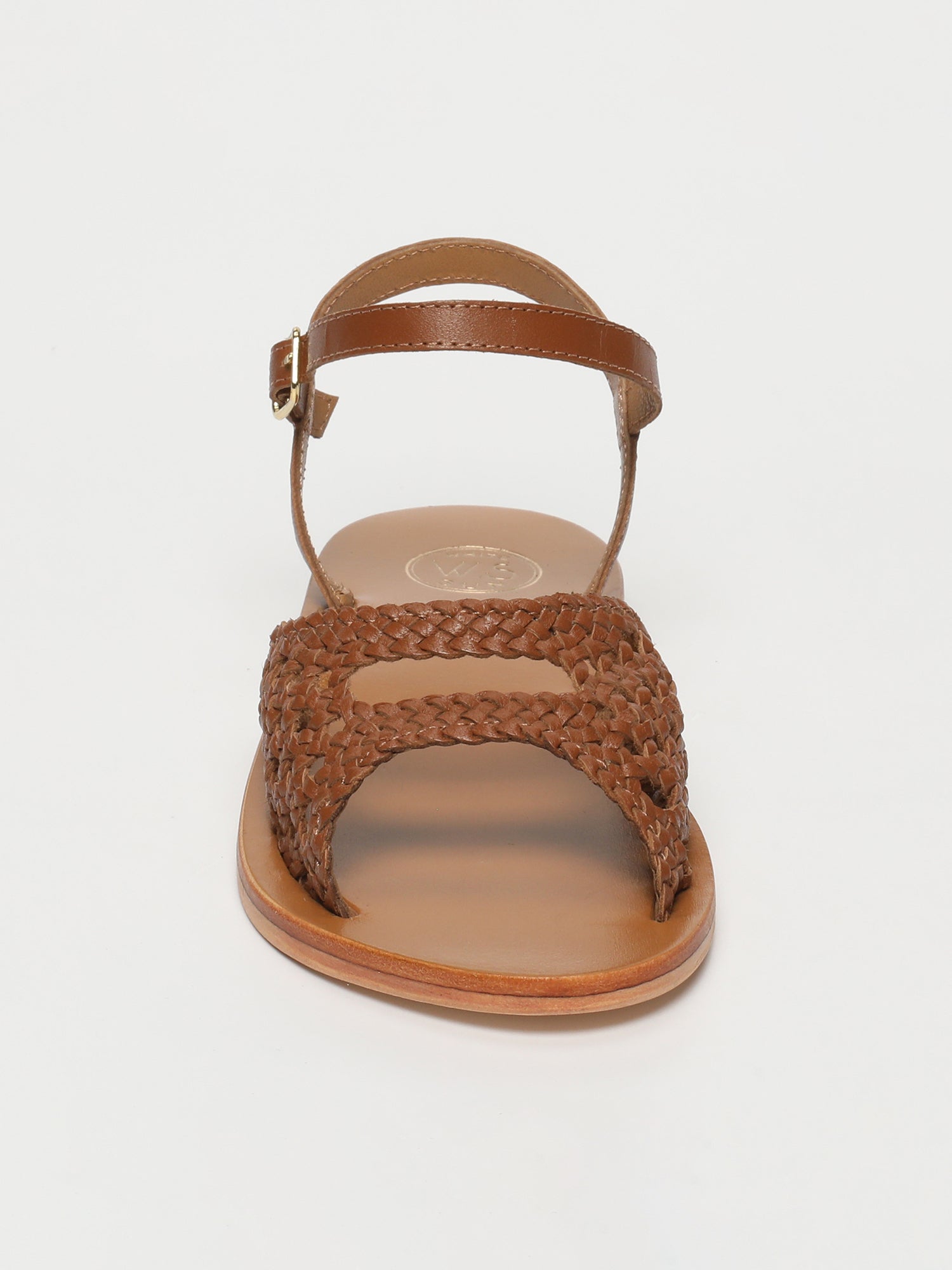 BASANTI sandales tresse en cuir camel