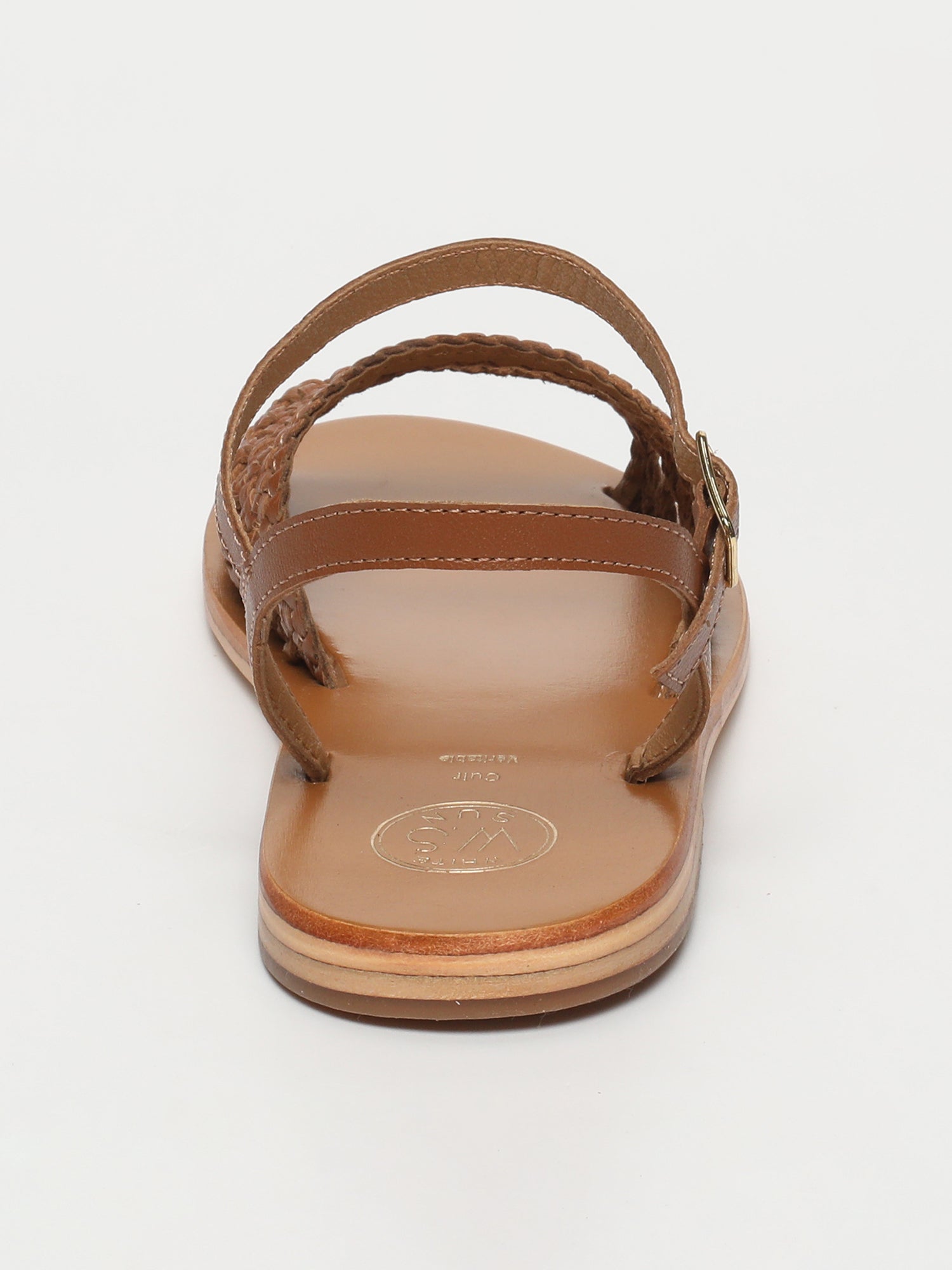 BASANTI sandales tresse en cuir camel