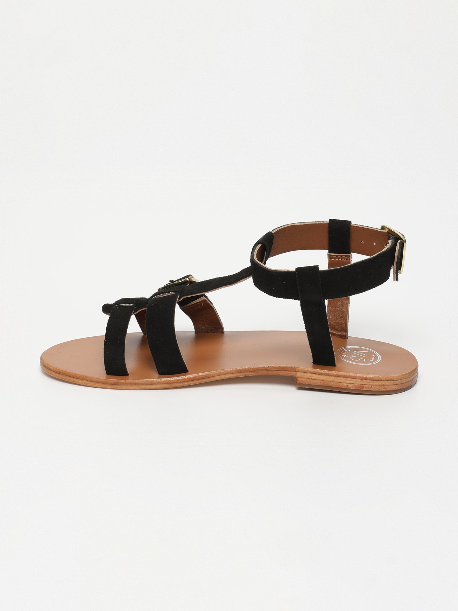 DAMYANTI sandales en cuir noir
