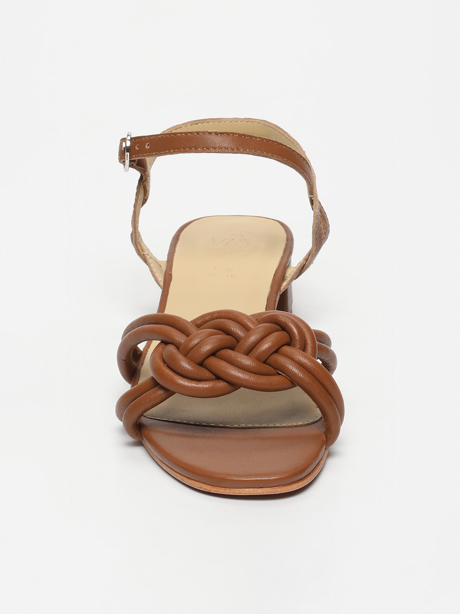 DARPANIKA sandales talon en cuir camel
