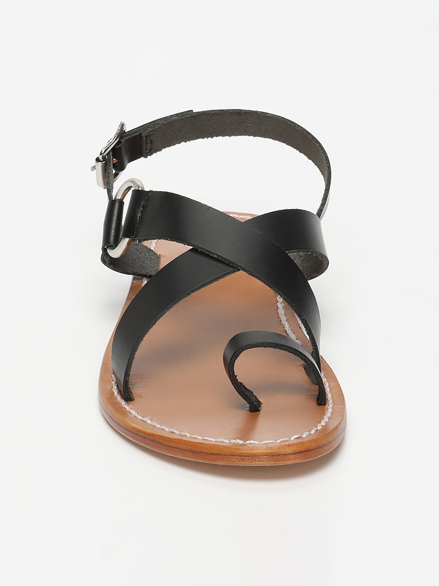 DEVAKALI sandales entre doigt en cuir noir