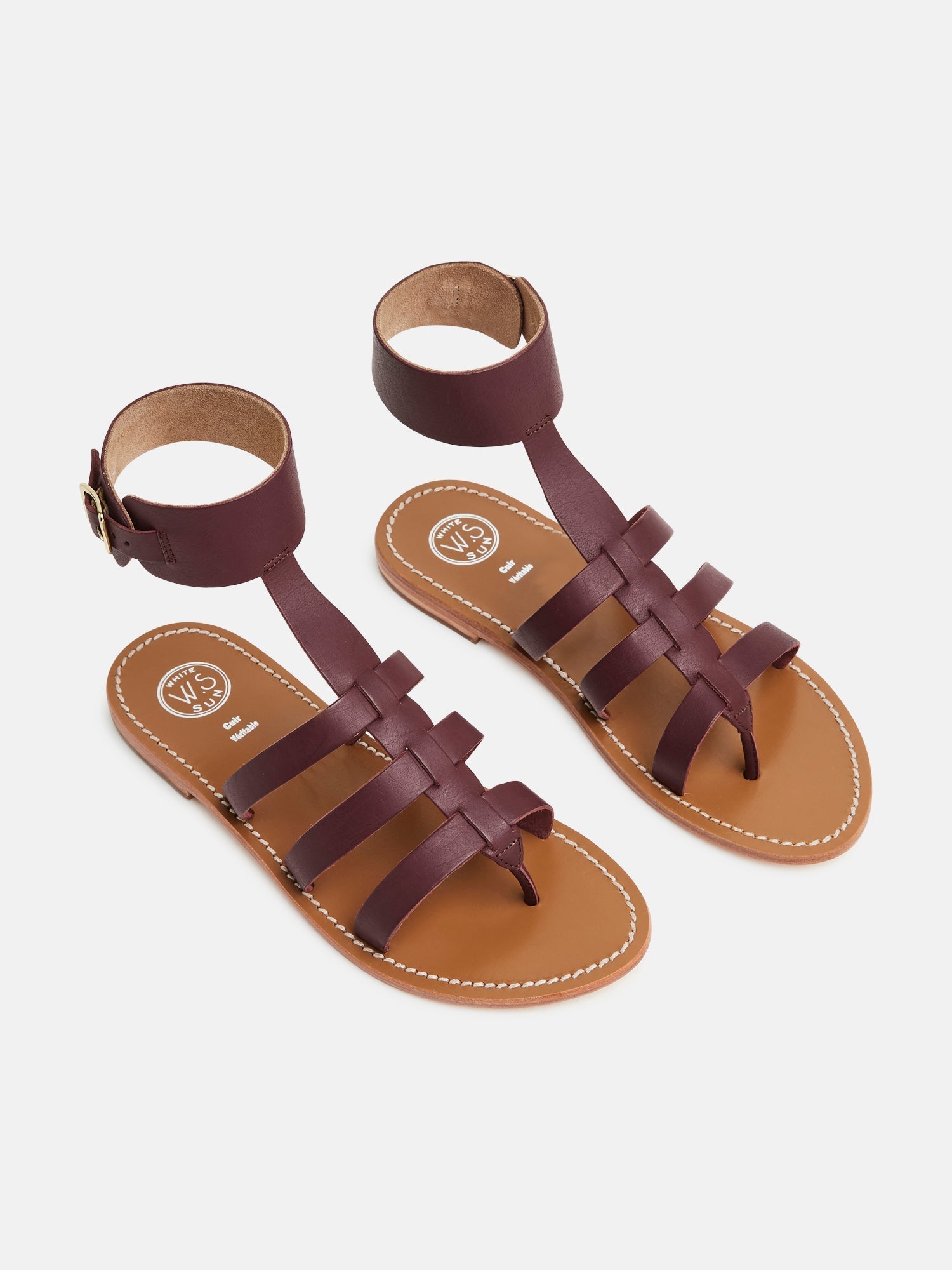 NOBLESSA sandales en cuir bordeaux
