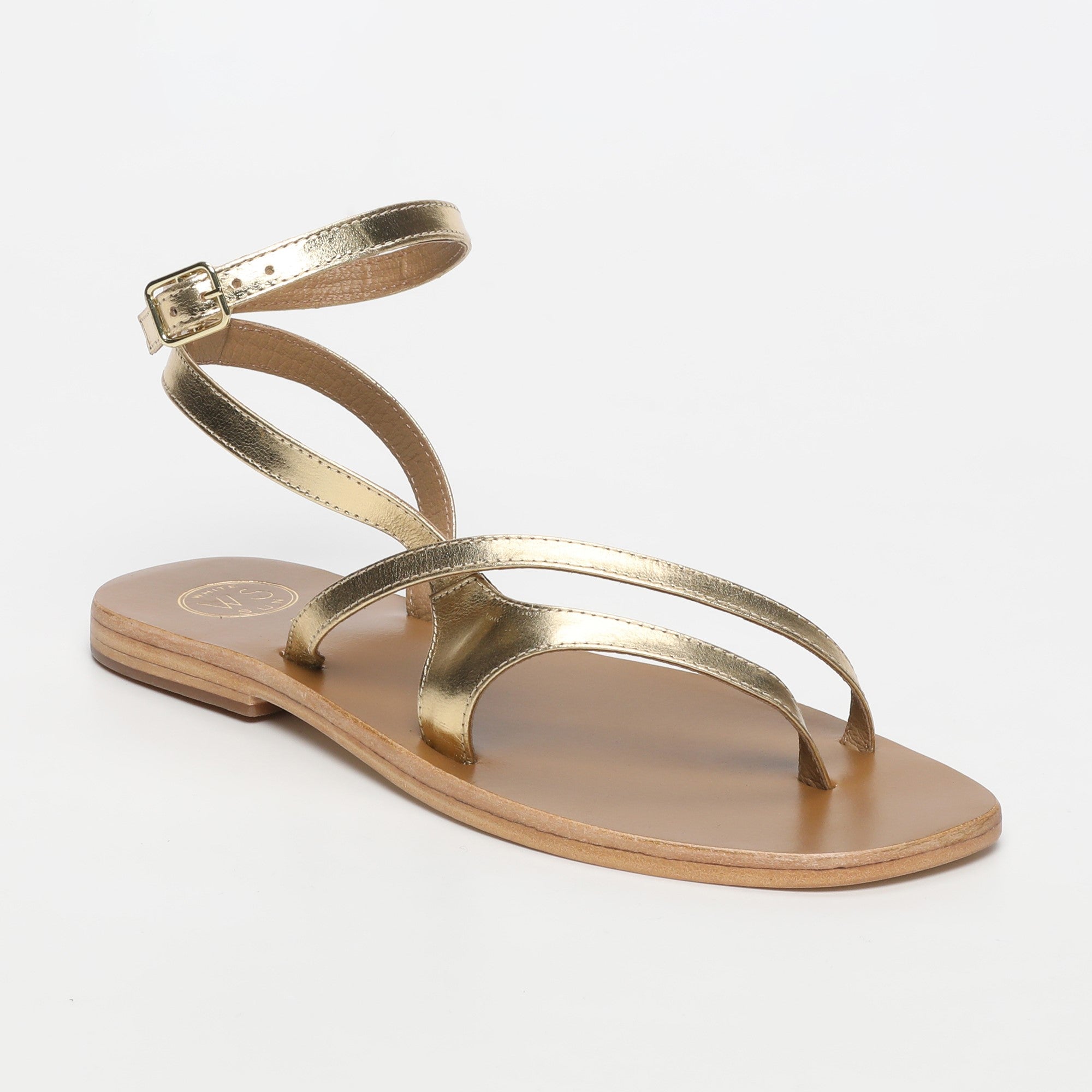 TINLEY sandales entre doigt bracelet de cheville en cuir or foncé