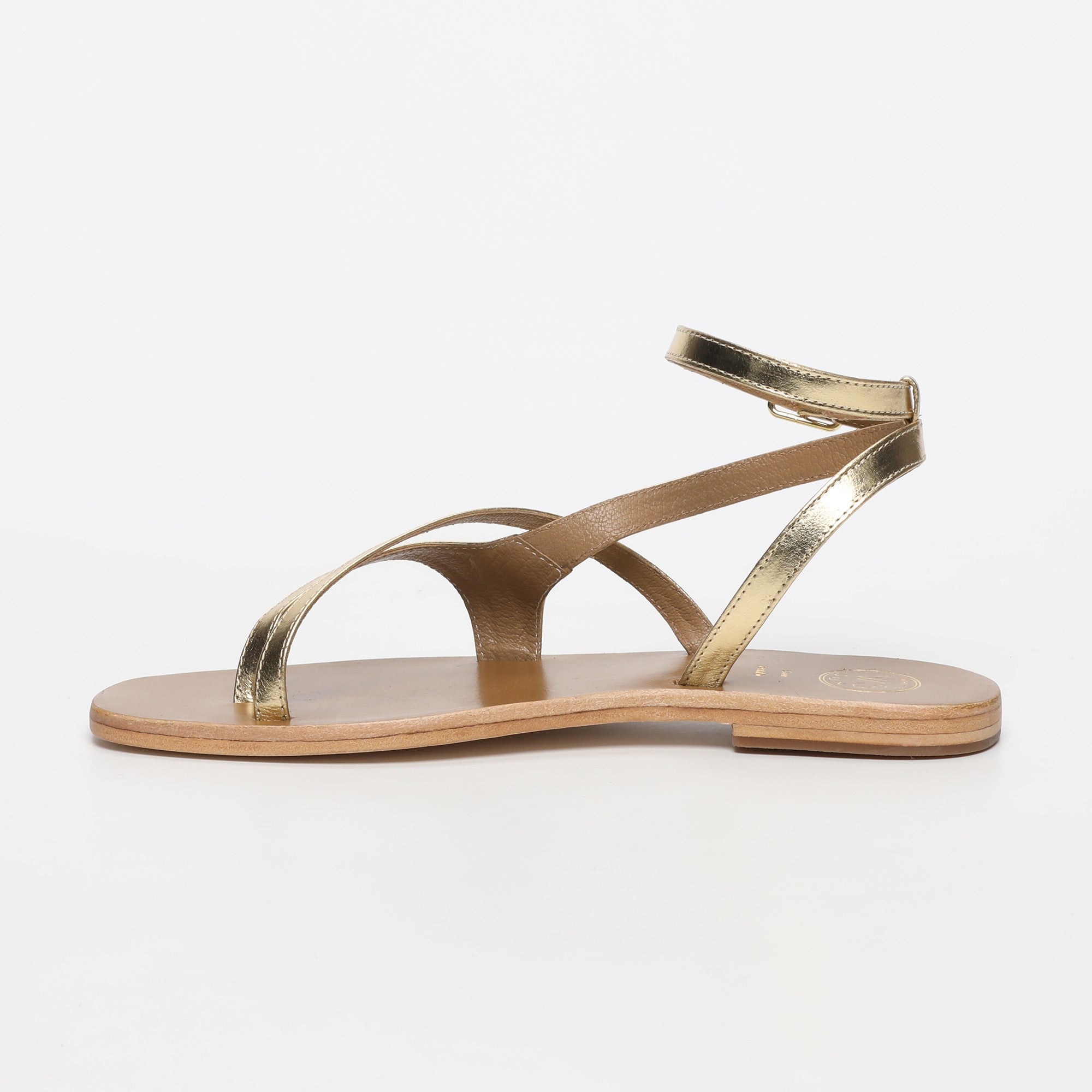 TINLEY sandales entre doigt bracelet de cheville en cuir or foncé