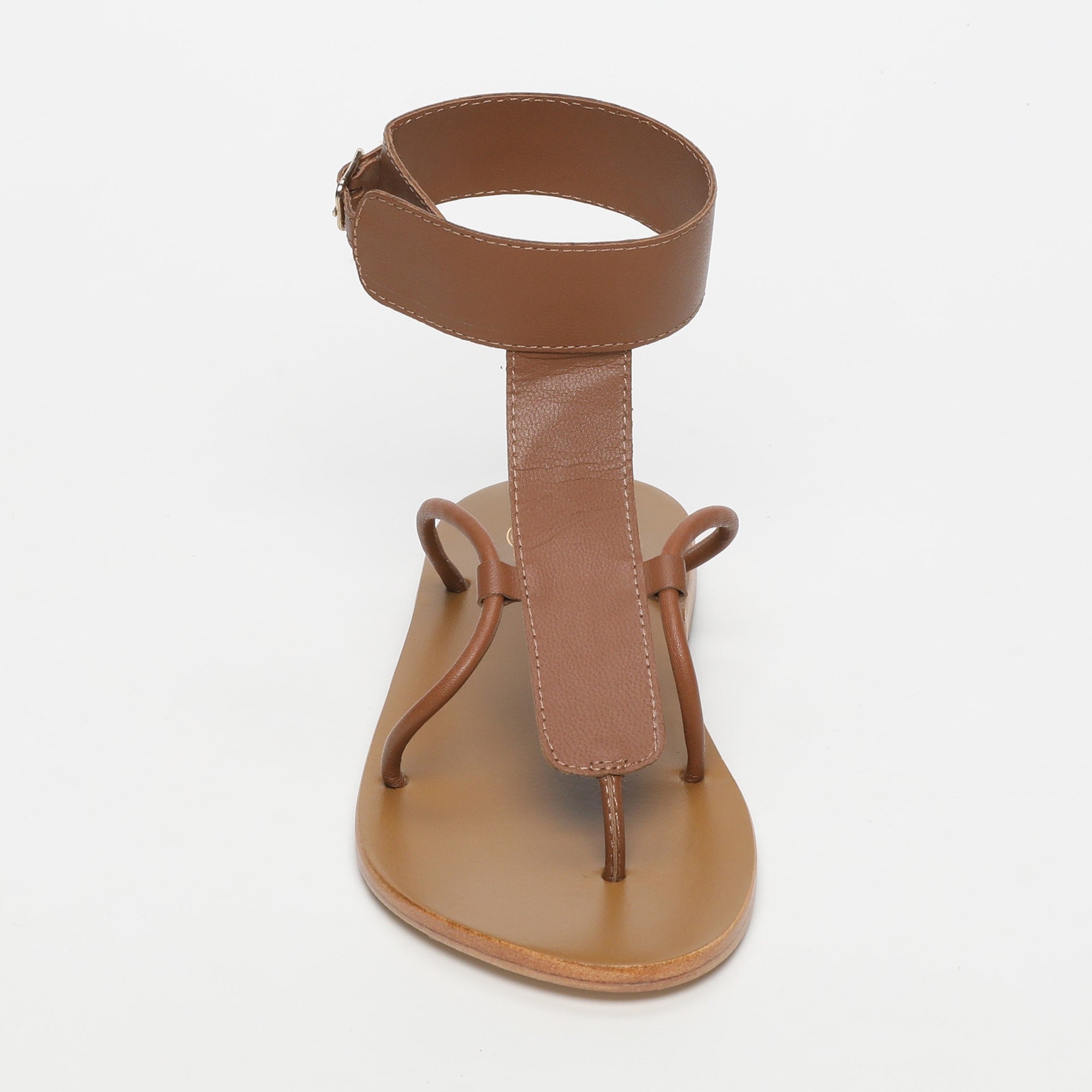 BABITHRA sandales entre doigt bracelet de cheville en cuir camel