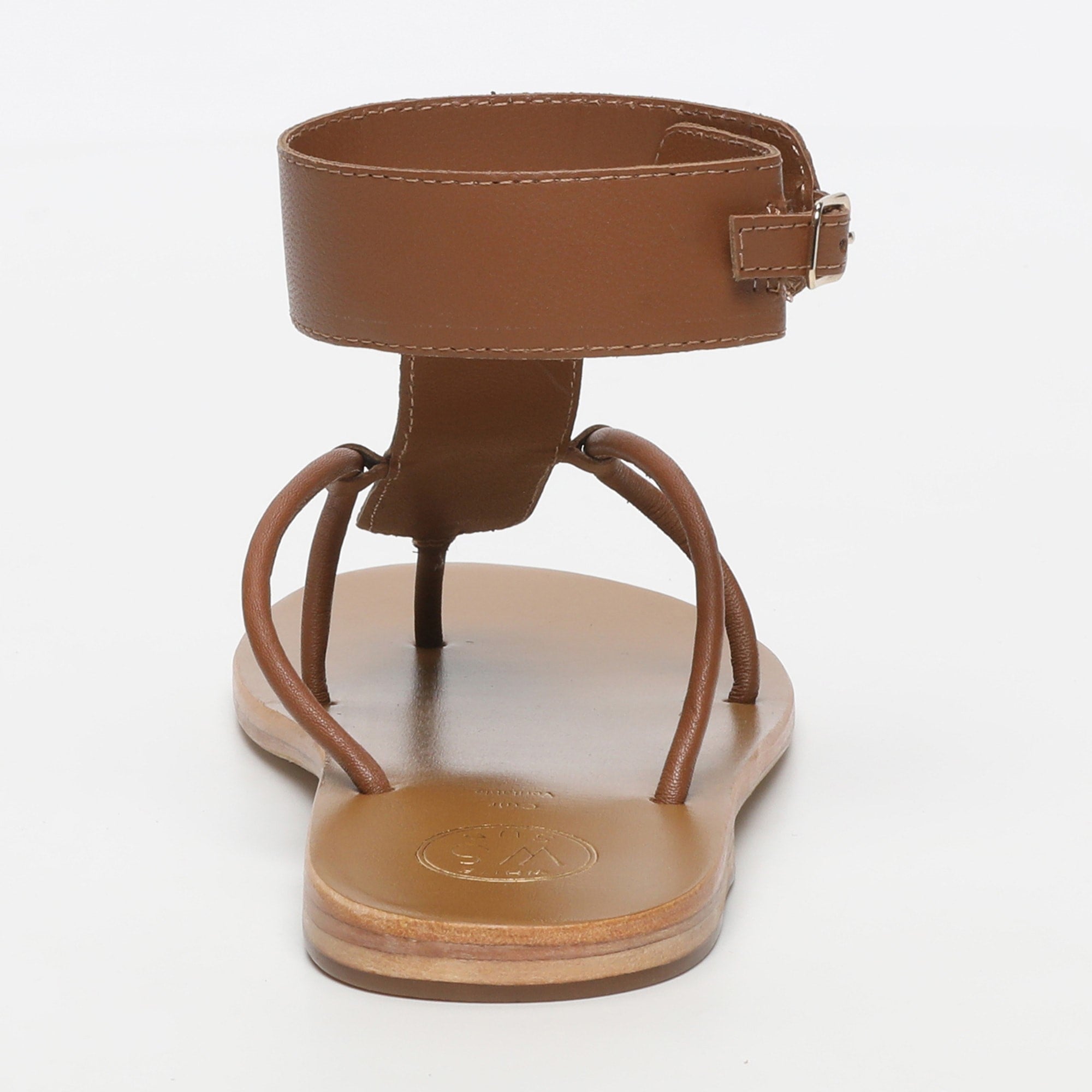 BABITHRA sandales entre doigt bracelet de cheville en cuir camel