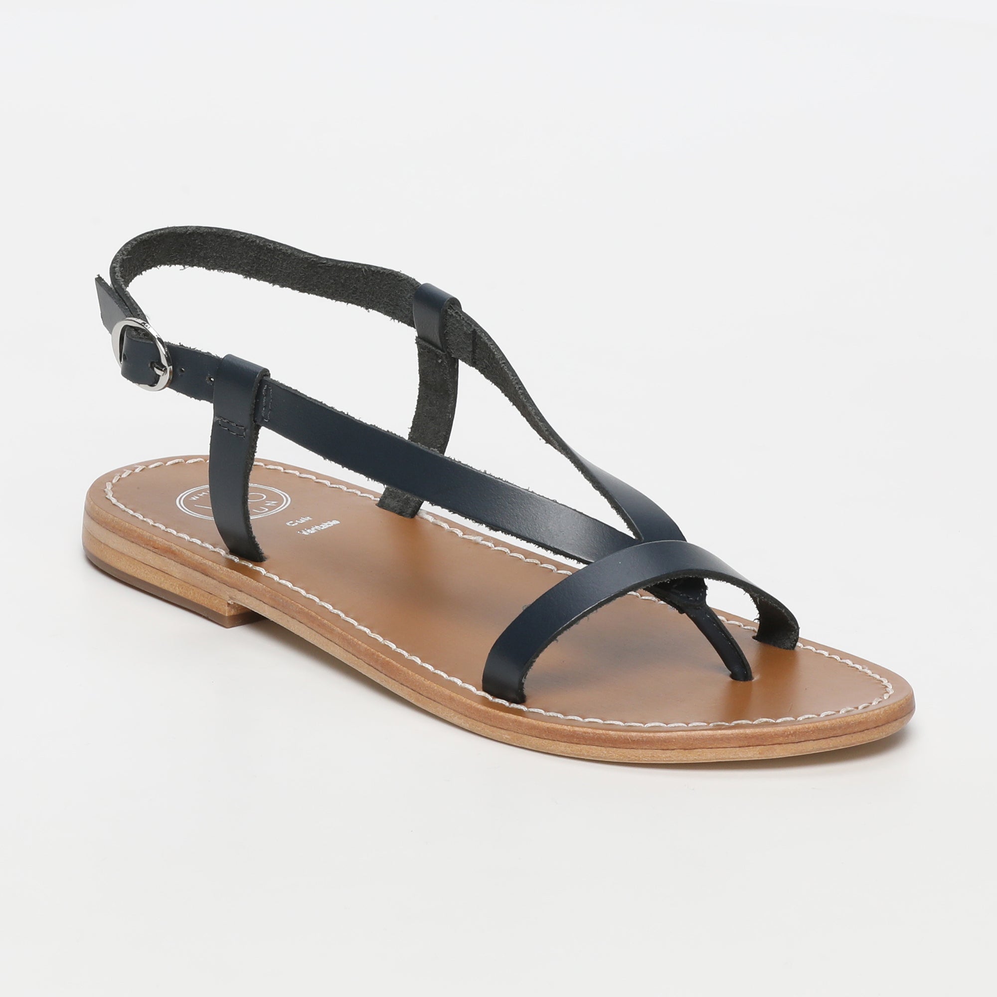 BAHULA sandales entre doigt en cuir navy