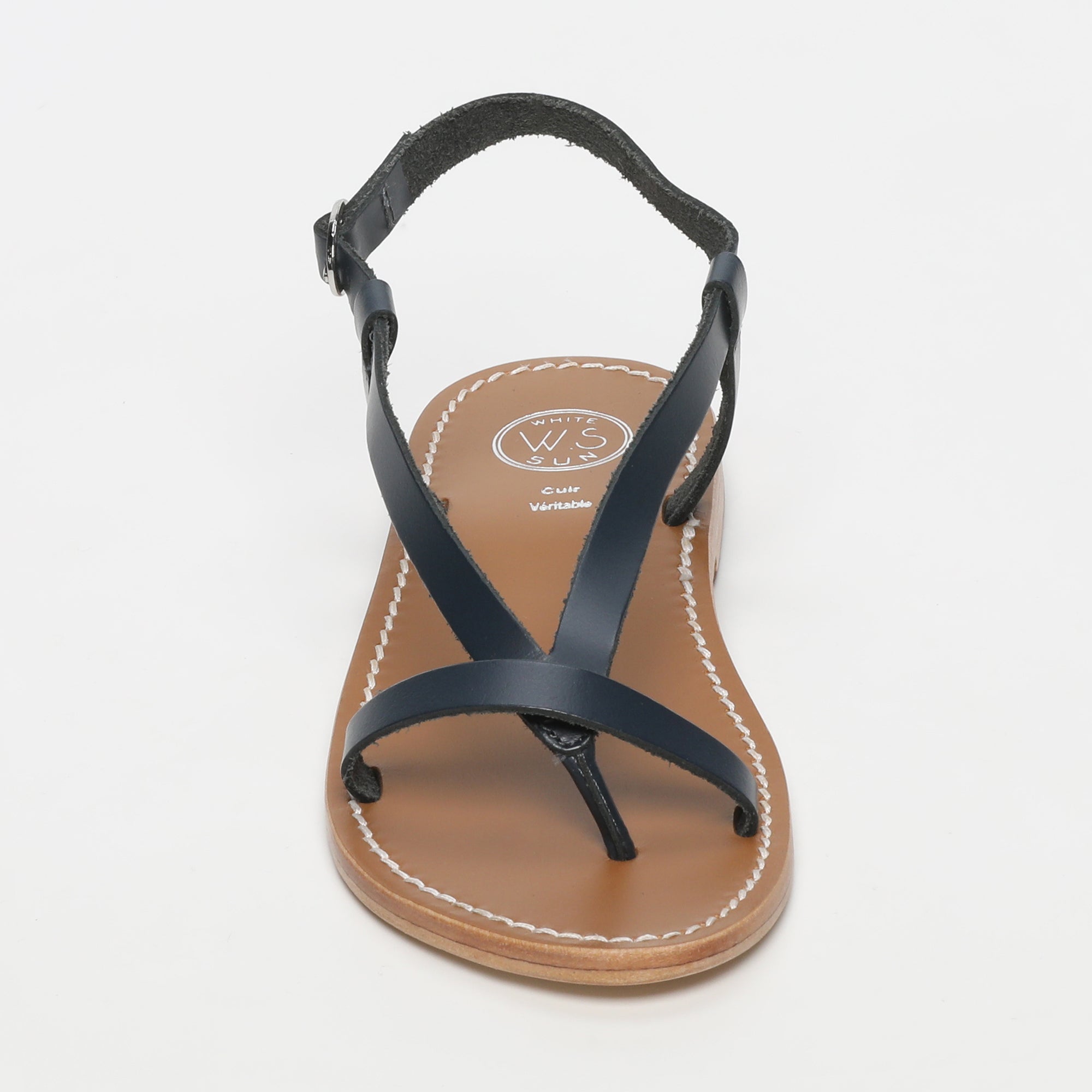 BAHULA sandales entre doigt en cuir navy