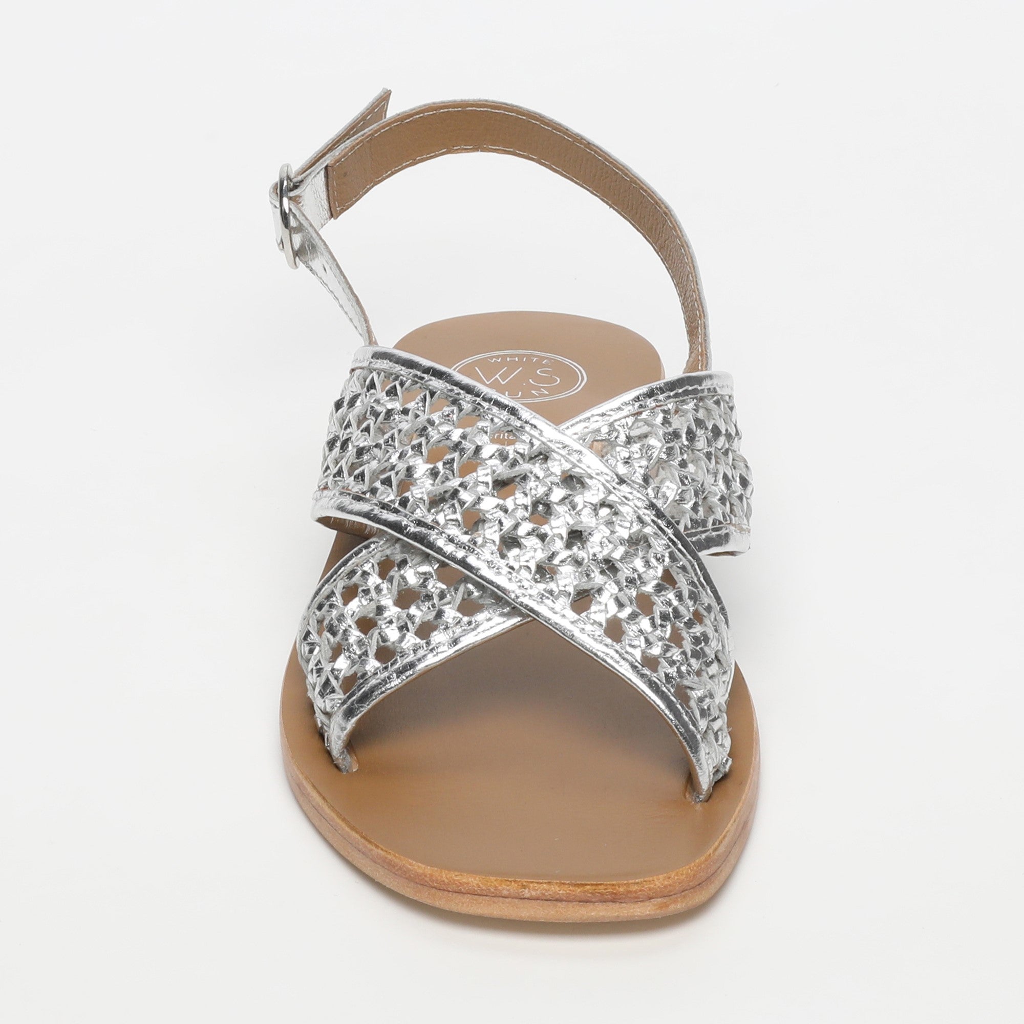 BAISHAKH sandales tresse en cuir argent