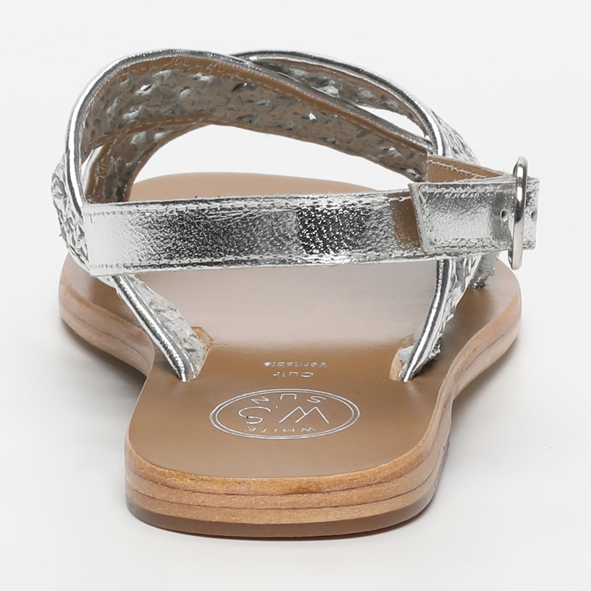 BAISHAKH sandales tresse en cuir argent