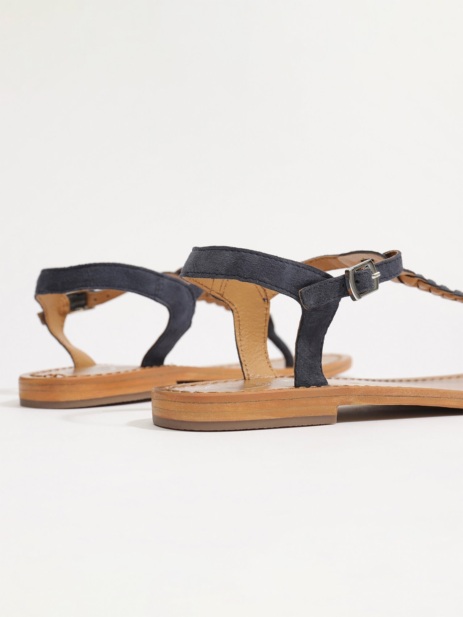 NATAL sandales entre doigt tresse en cuir navy