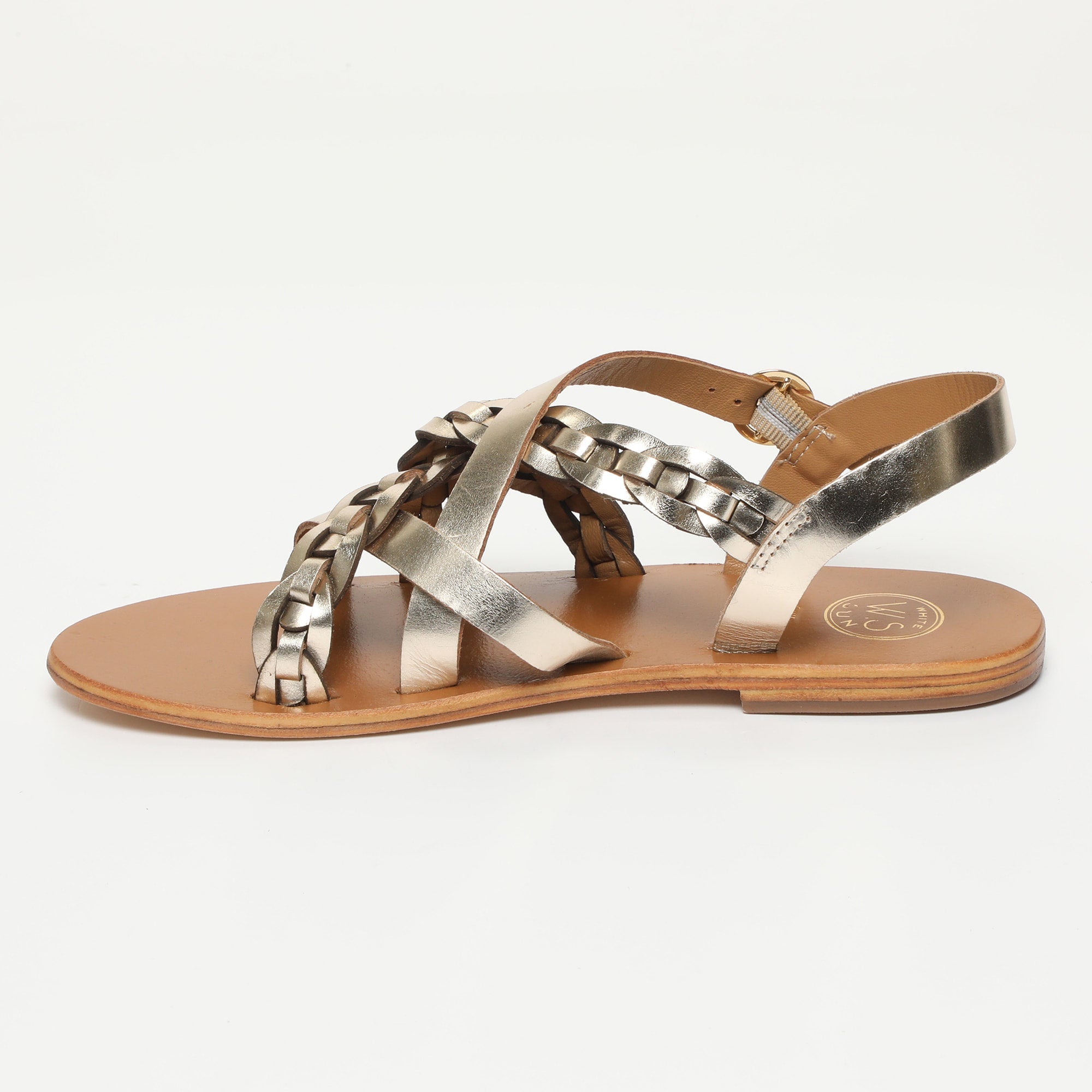 ALANIS sandales tresse en cuir or