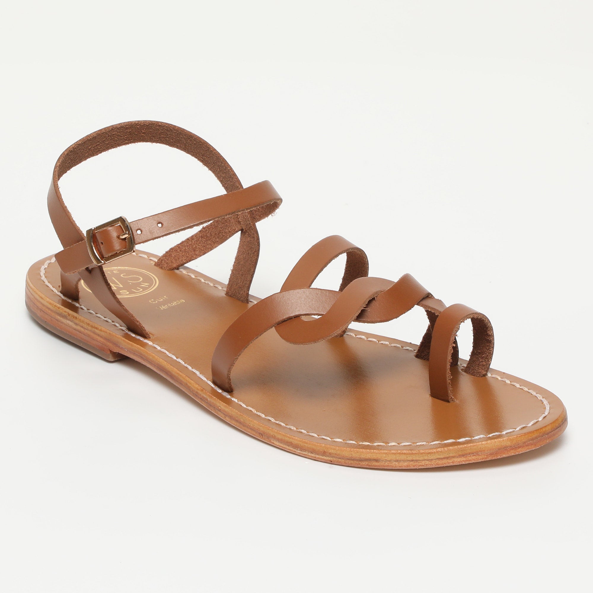 ARACENA sandales entre doigt en cuir camel