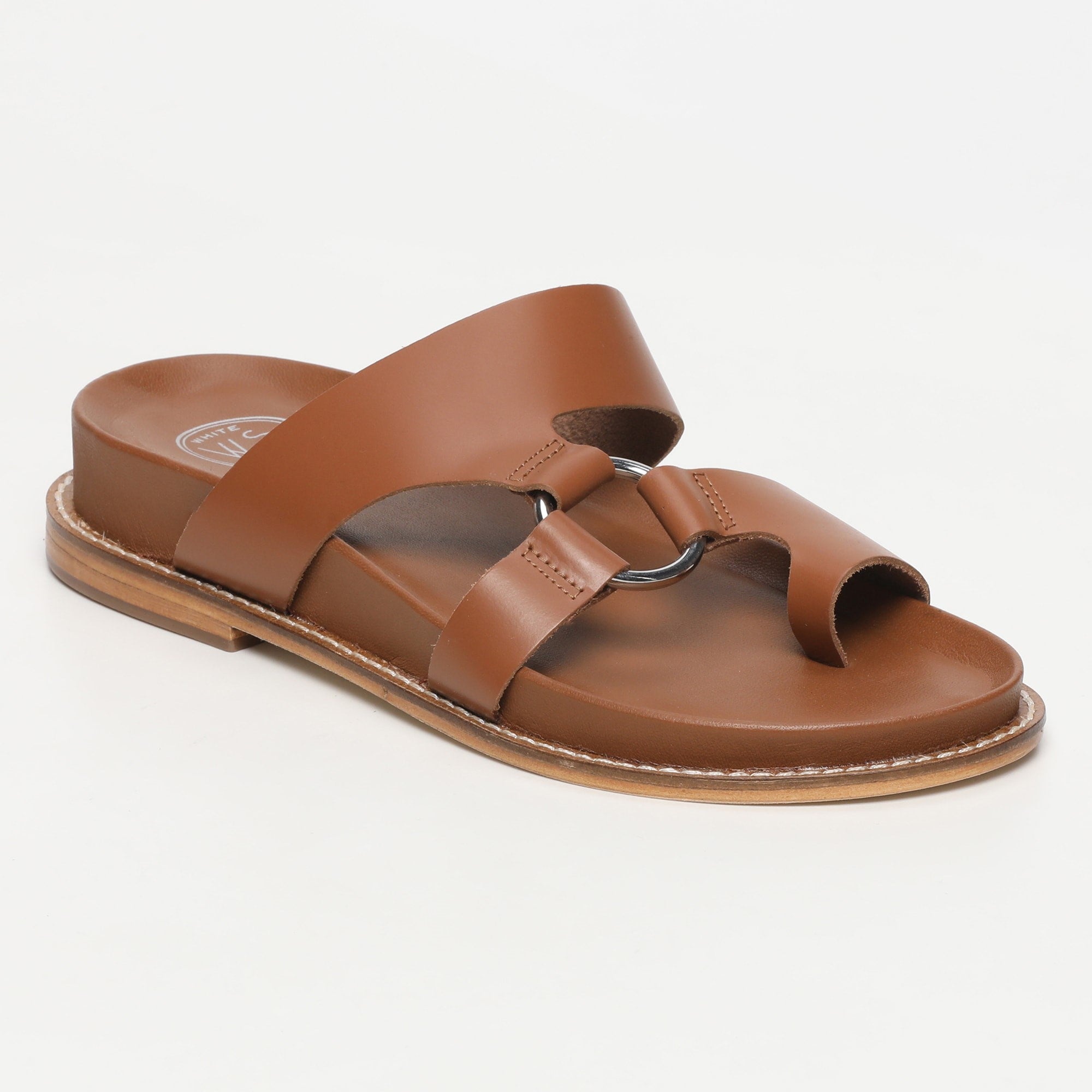 ACHADA mules entre doigt en cuir camel
