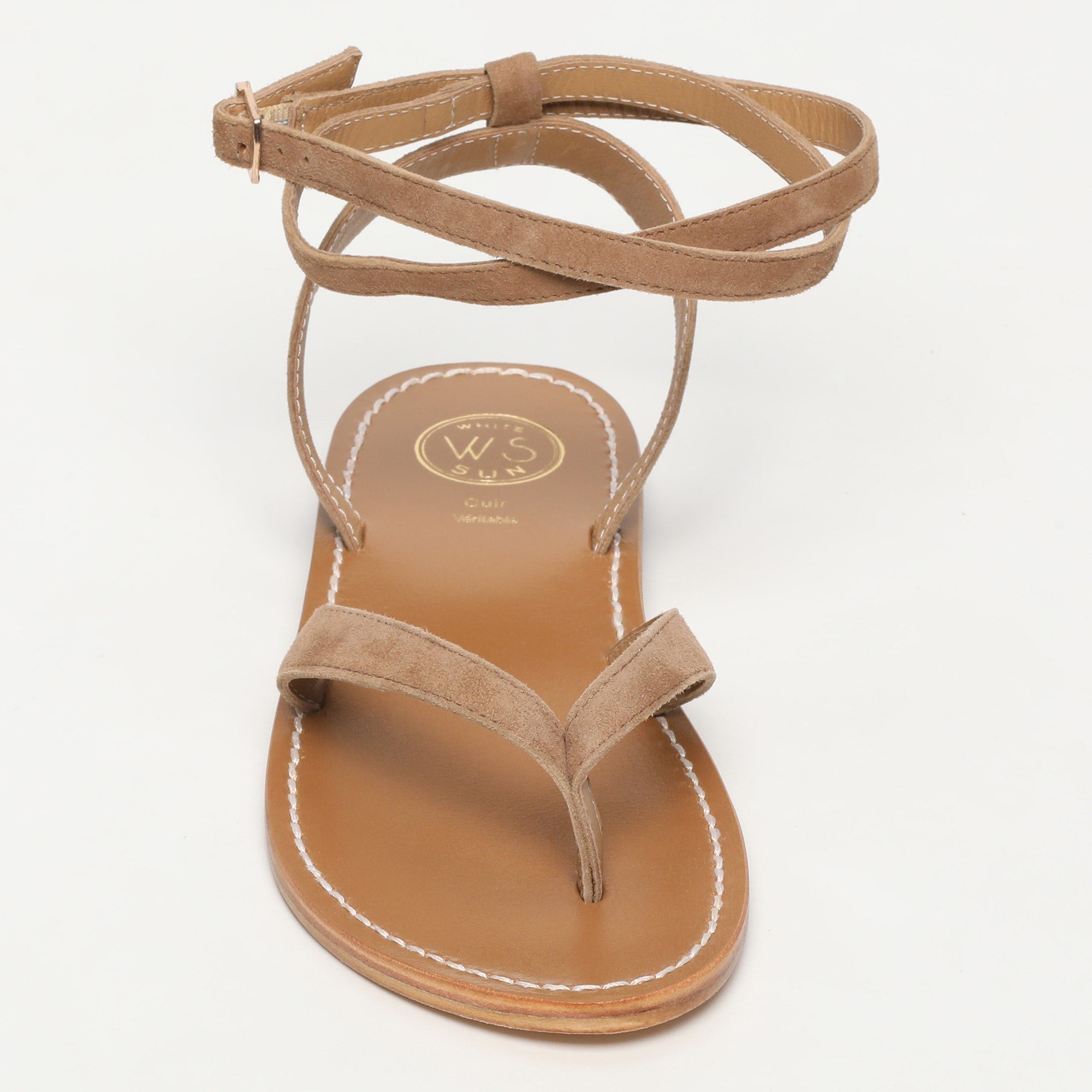 THARSIS sandales entre doigt bracelet de cheville en cuir camel
