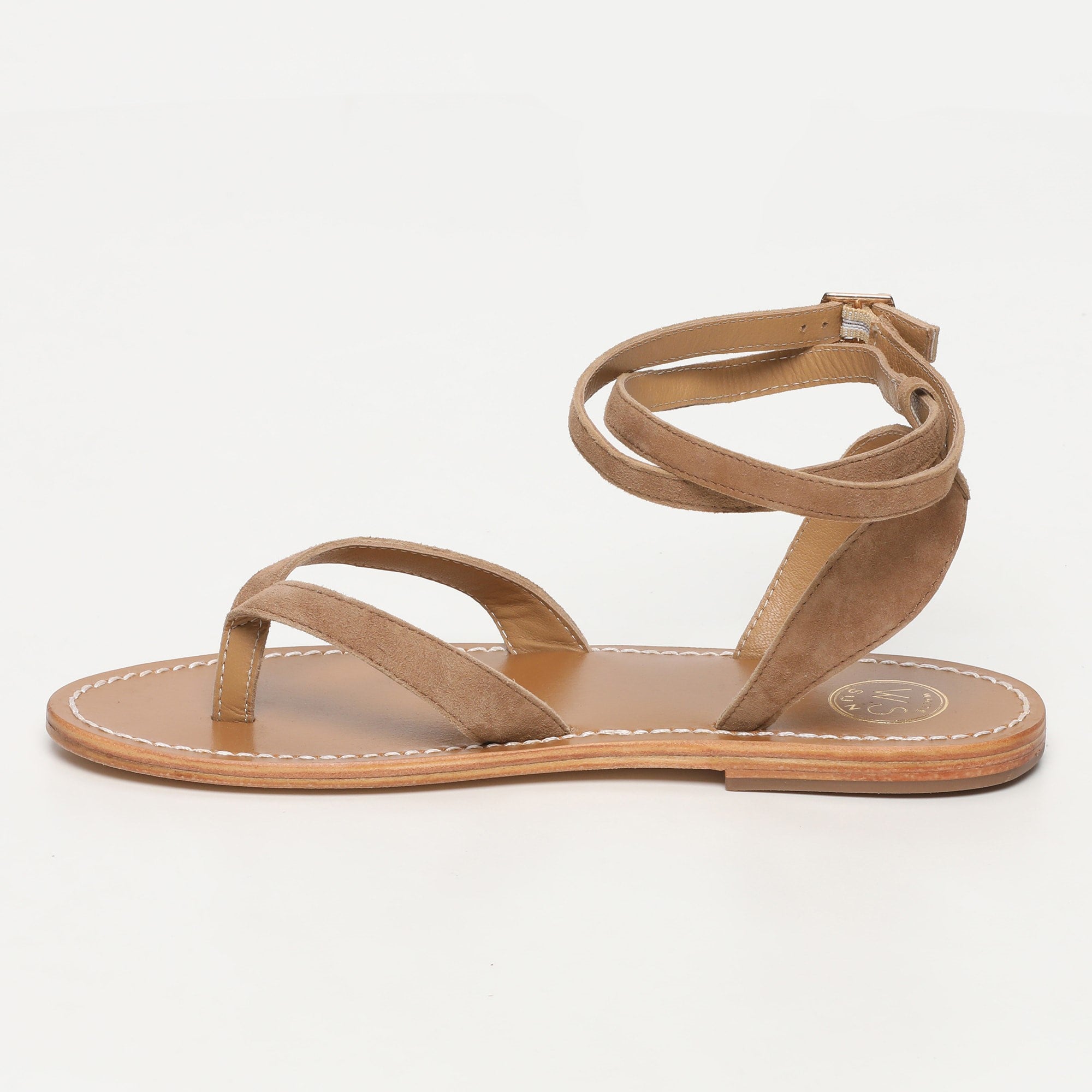 THARSIS sandales entre doigt bracelet de cheville en cuir camel