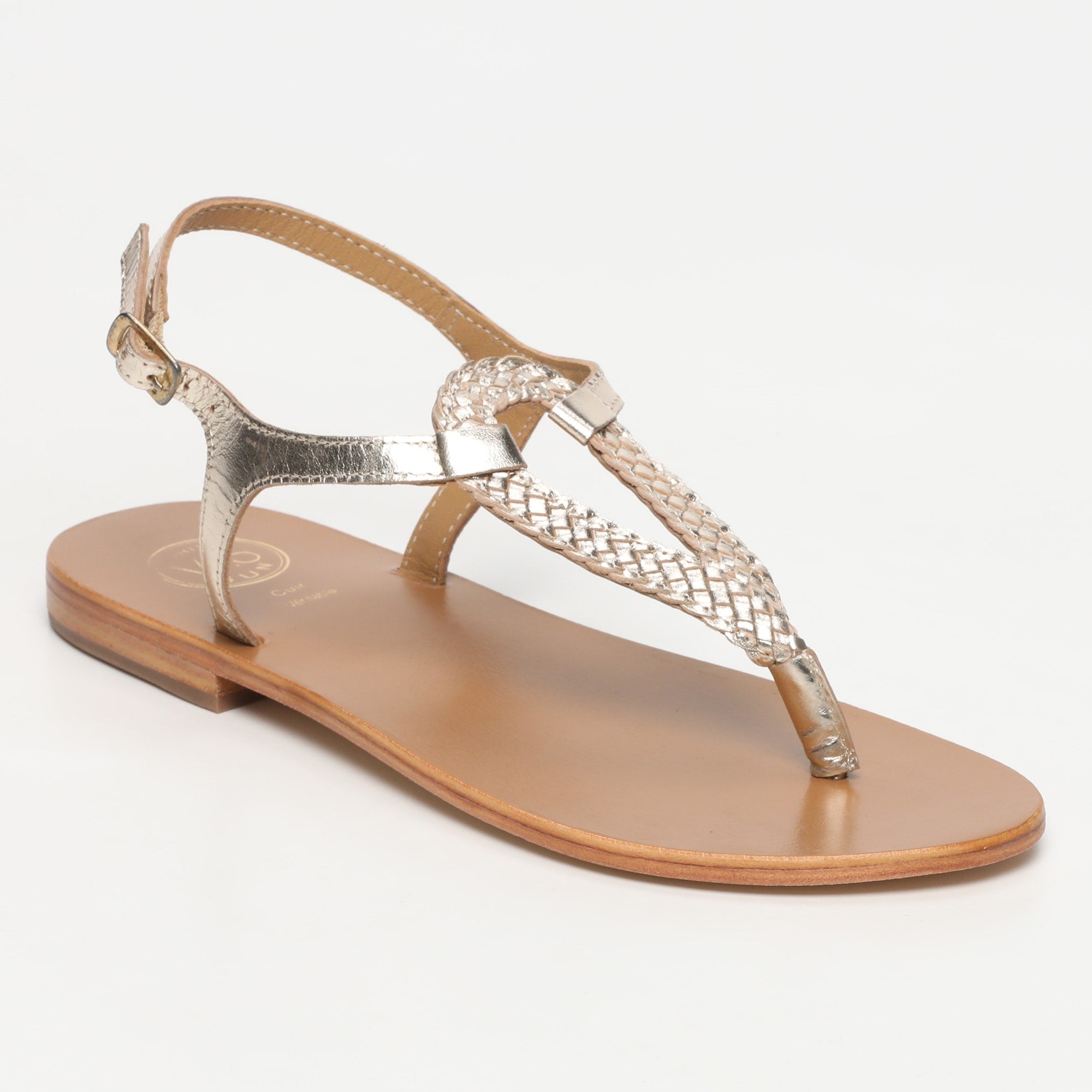 MAYOR sandales entre doigt fantaisie en cuir or