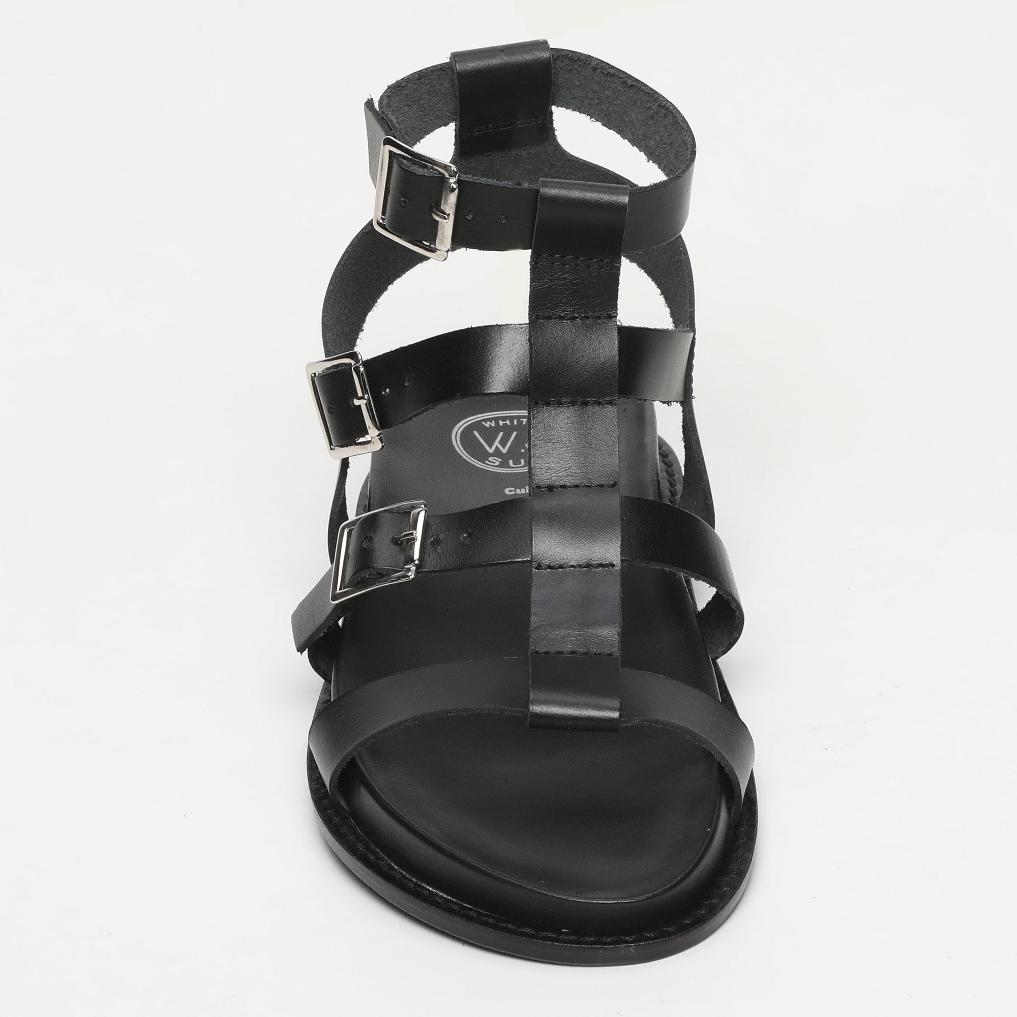 SERMANO sandales spartiates en cuir noir