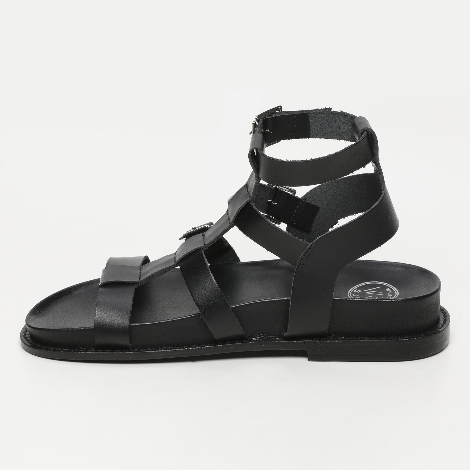 SERMANO sandales spartiates en cuir noir