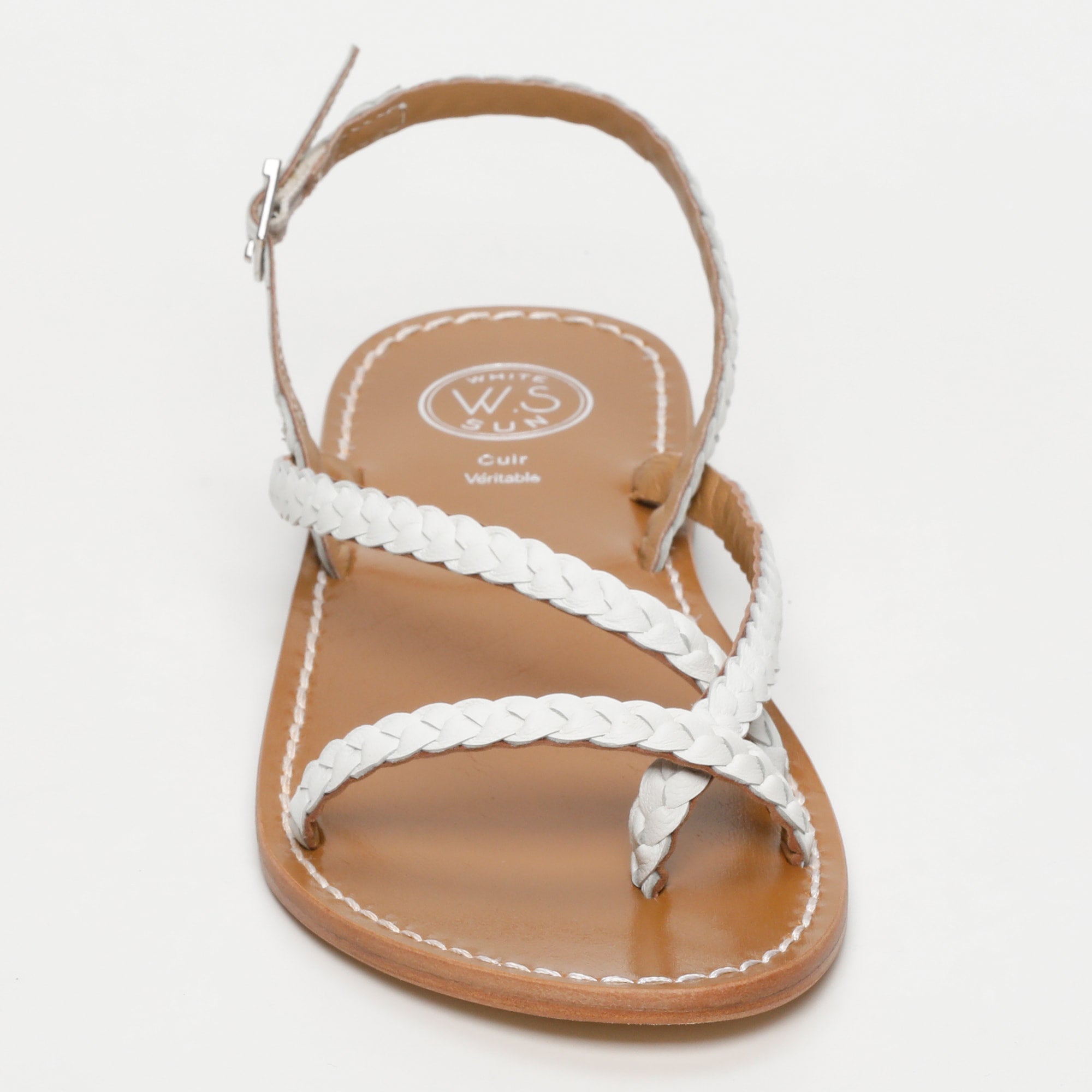 ORIOLE sandales entre doigt tresse en cuir blanc