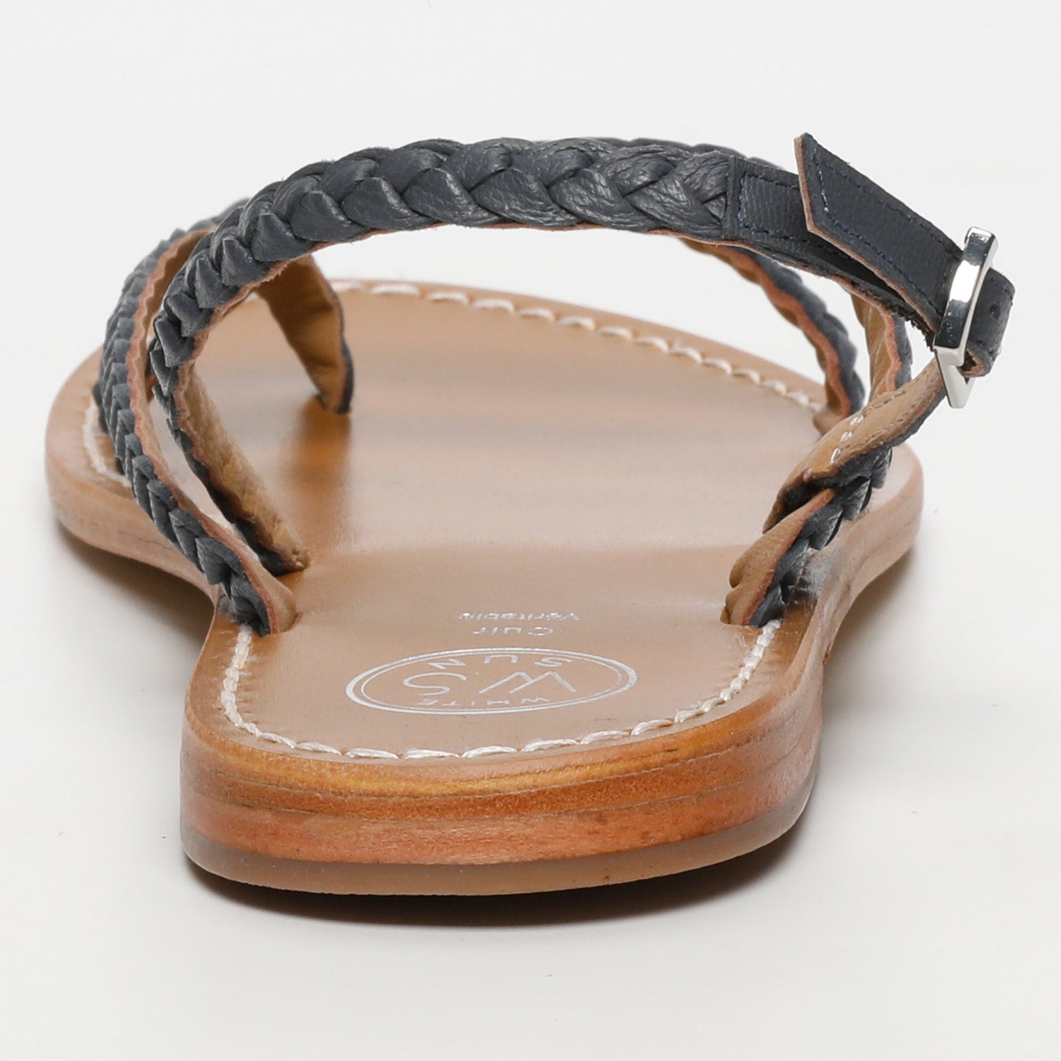 ORIOLE sandales entre doigt tresse en cuir navy
