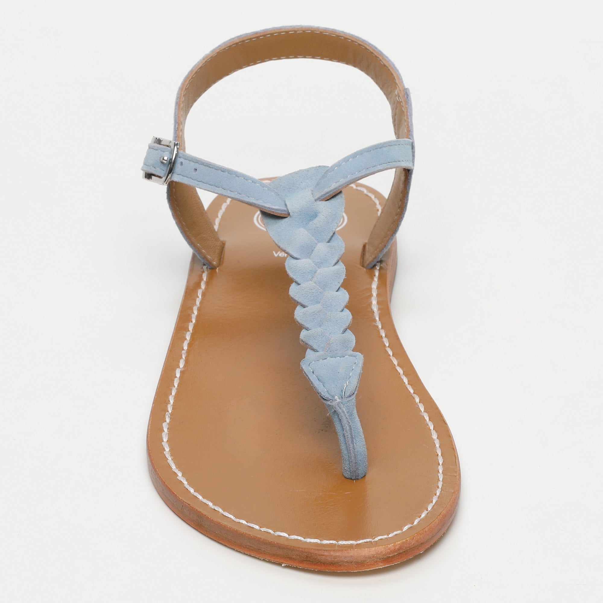 NATAL sandales entre doigt tresse en cuir bleu clair