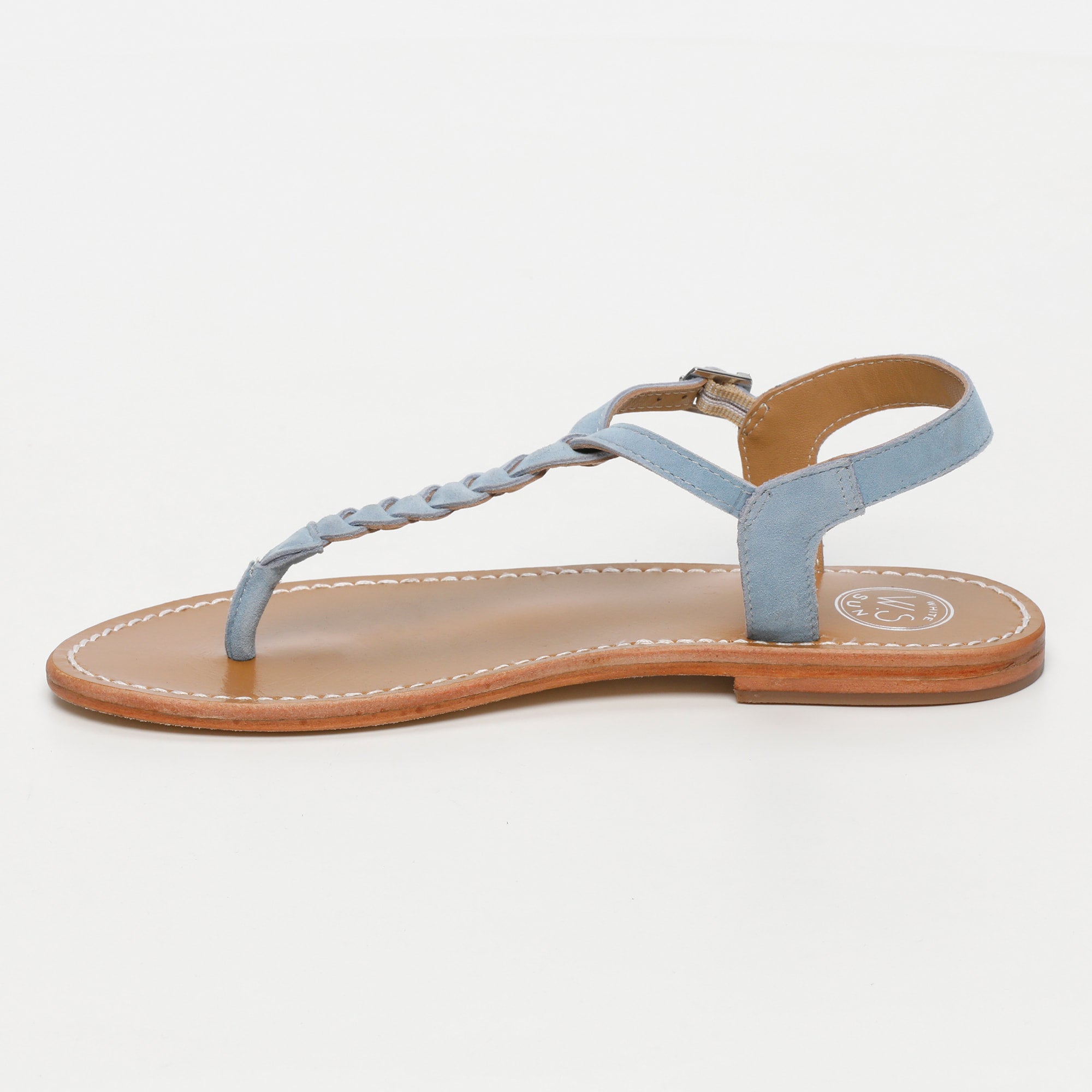 NATAL sandales entre doigt tresse en cuir bleu clair