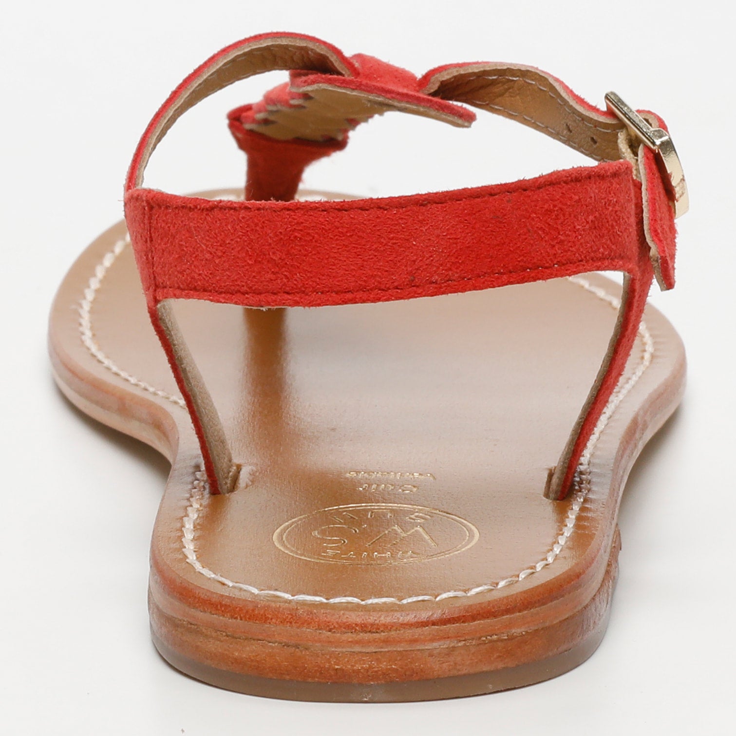 NATAL sandales entre doigt tresse en cuir fraise