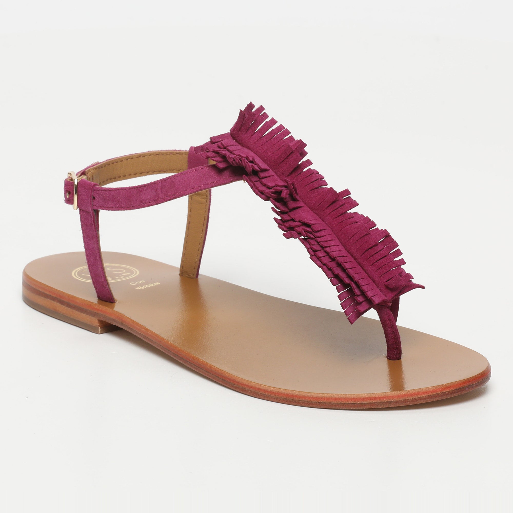 HYDATINA sandales entre doigt franges en cuir violet