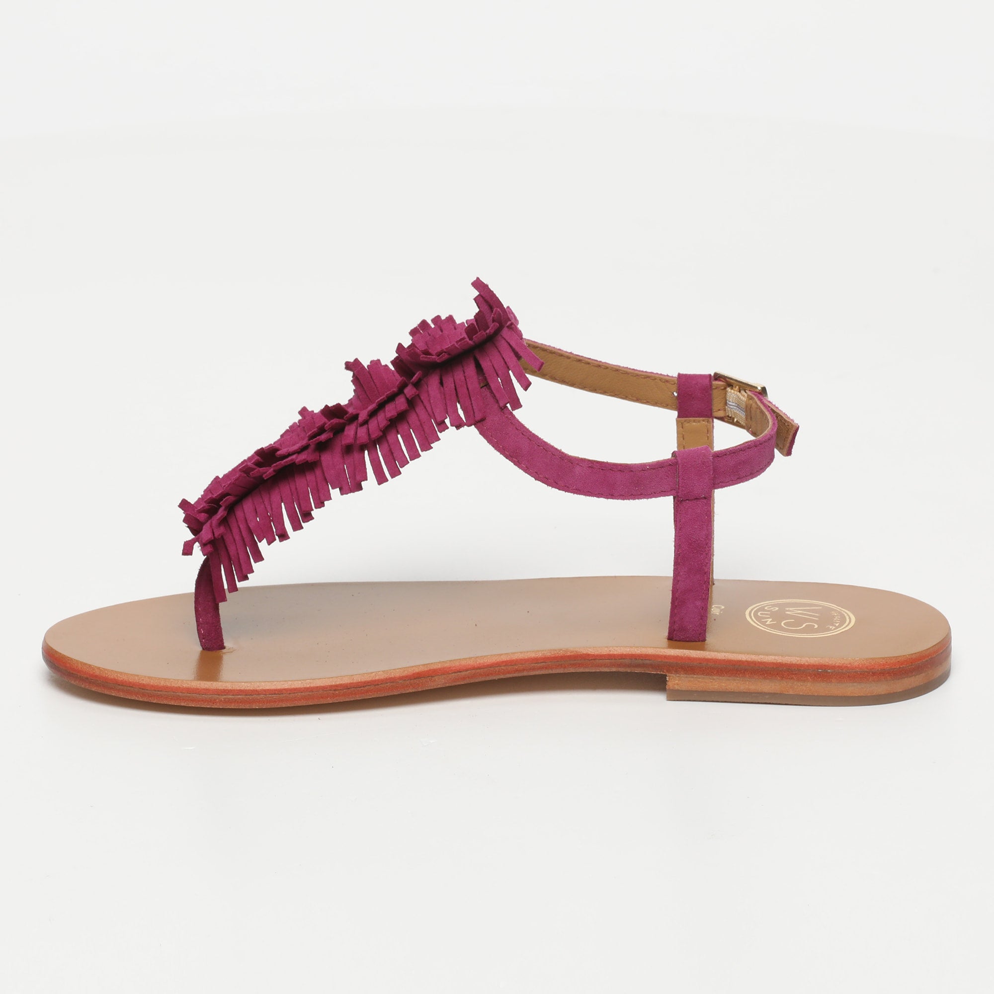 HYDATINA sandales entre doigt franges en cuir violet