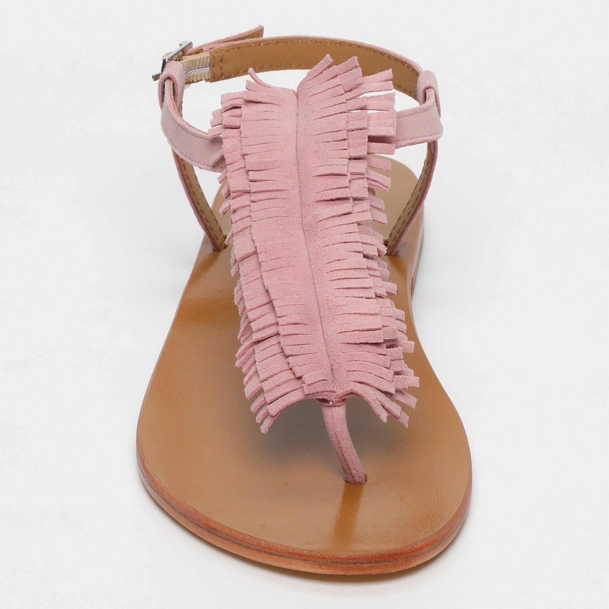 HYDATINA sandales entre doigt franges en cuir rose