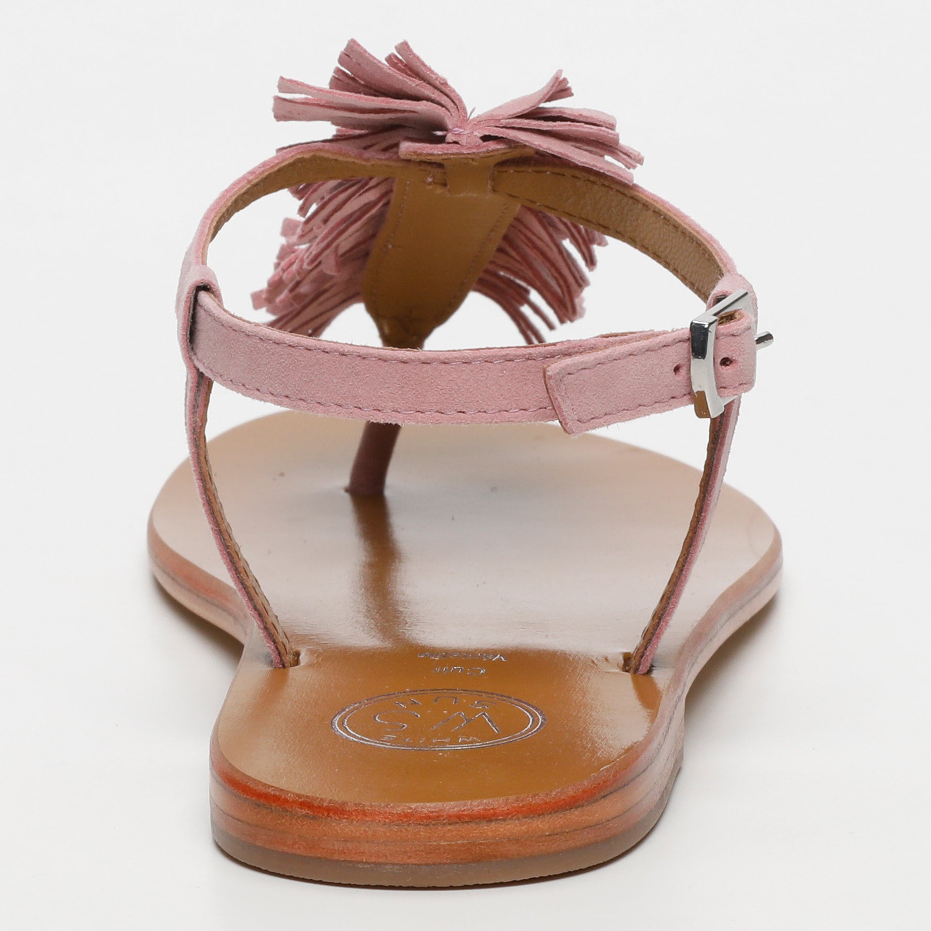 HYDATINA sandales entre doigt franges en cuir rose