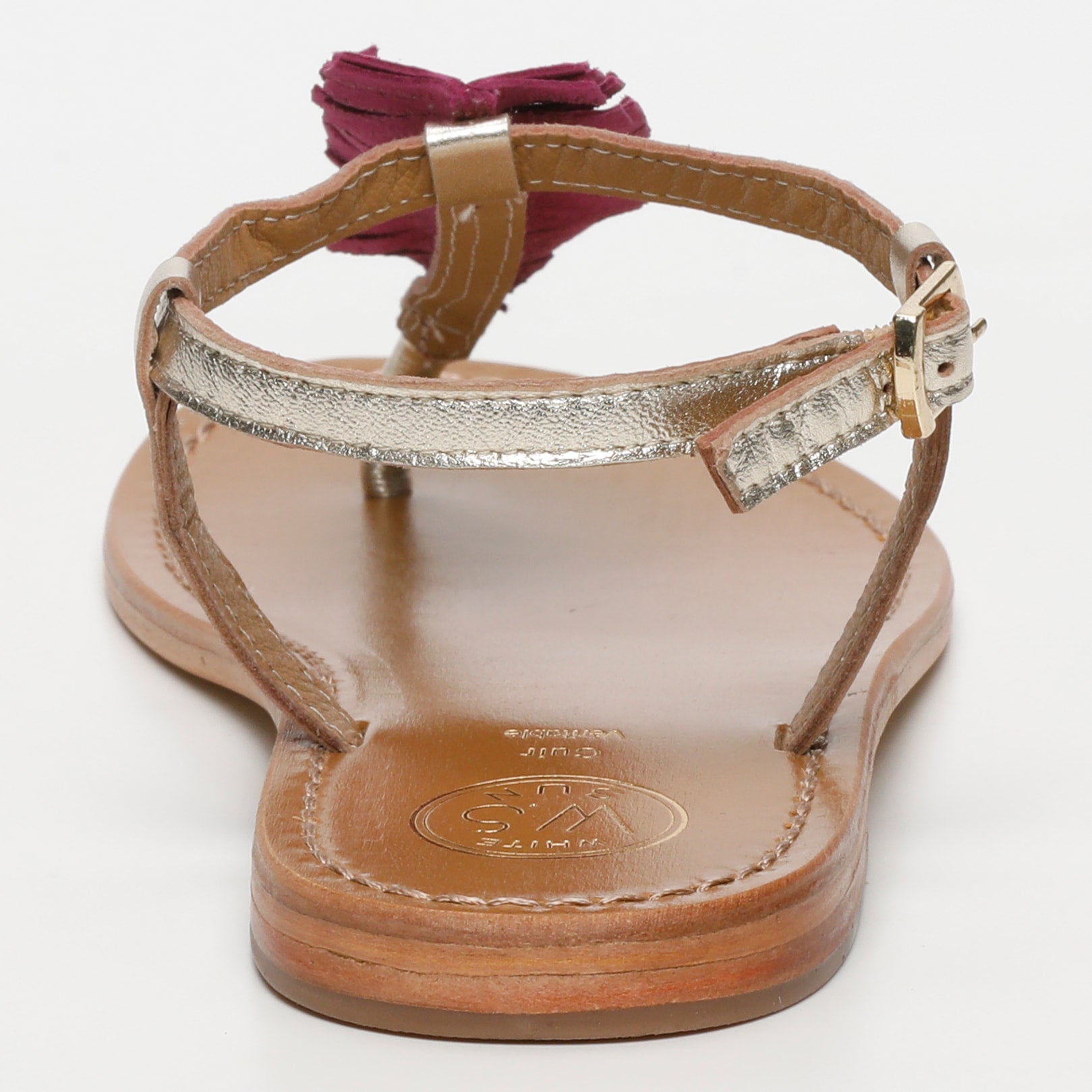 CATARINA sandales entre doigt franges en cuir violet et or