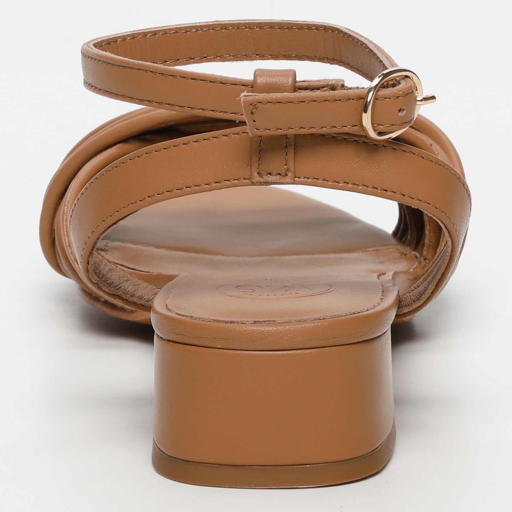 ELONAL sandales talon bracelet de cheville en cuir brun clair