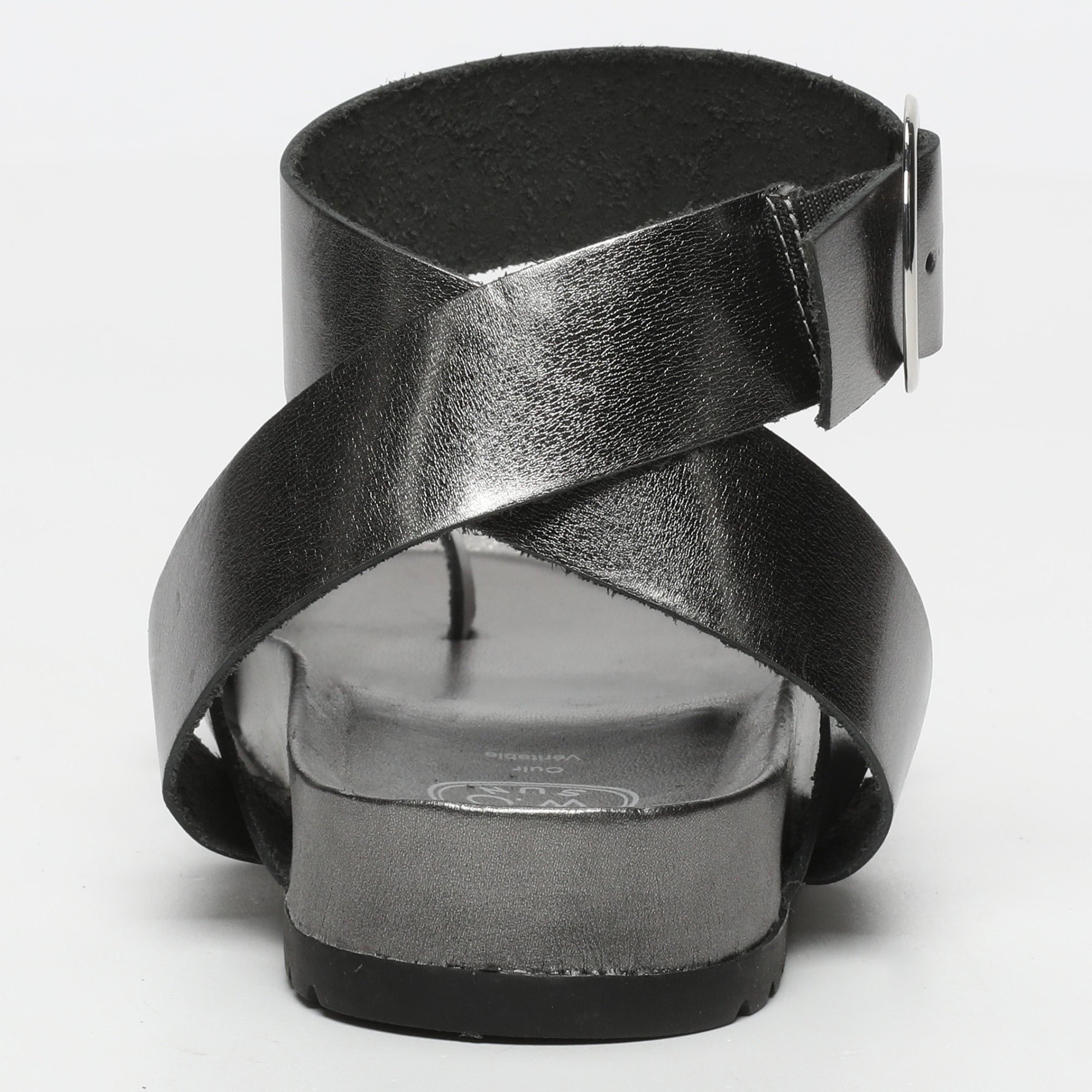 HEIA sandales bracelet de cheville en cuir étain