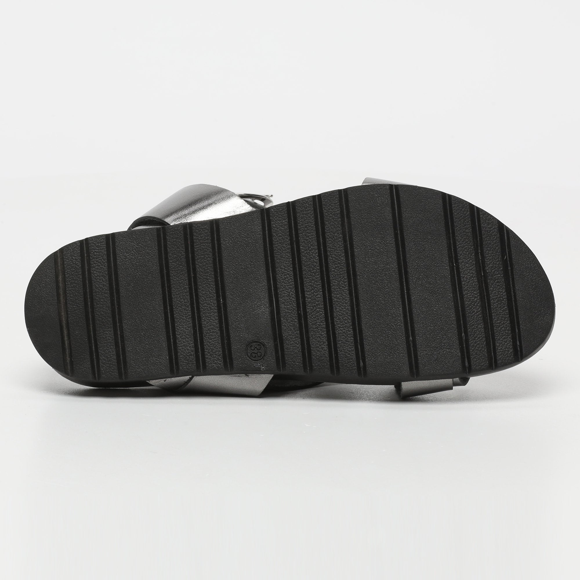 HEIA sandales bracelet de cheville en cuir étain