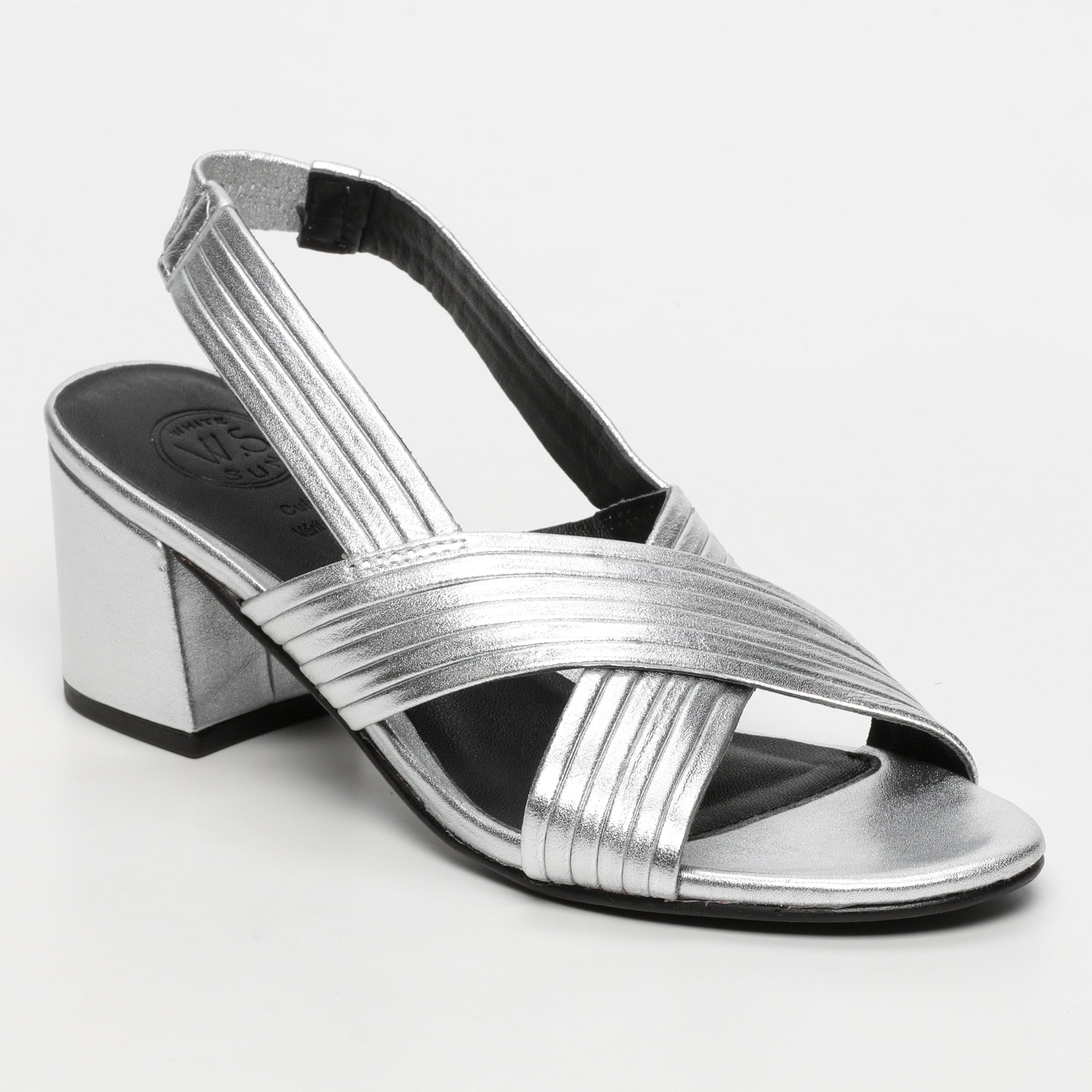 ISIA sandales talon en cuir argent