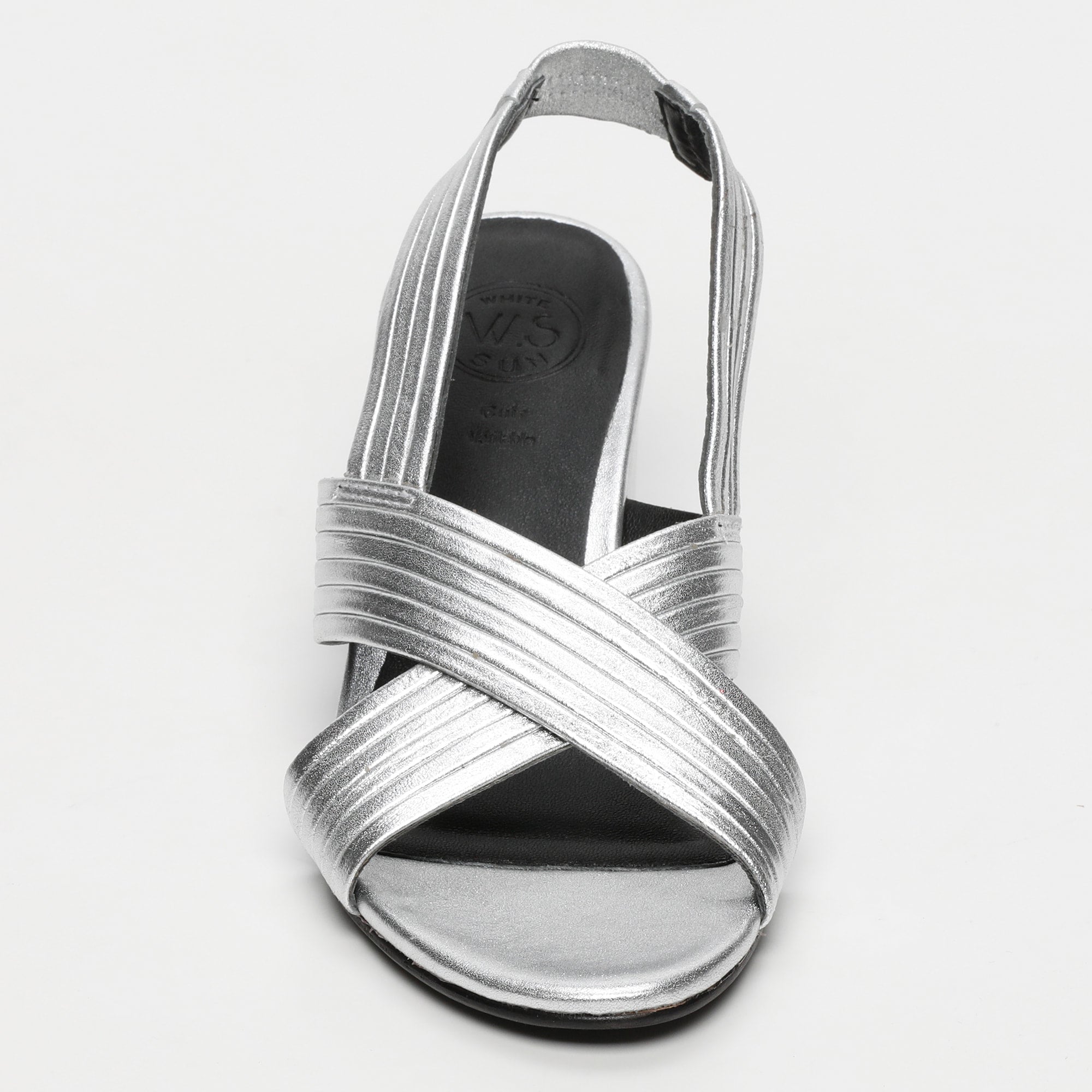 ISIA sandales talon en cuir argent
