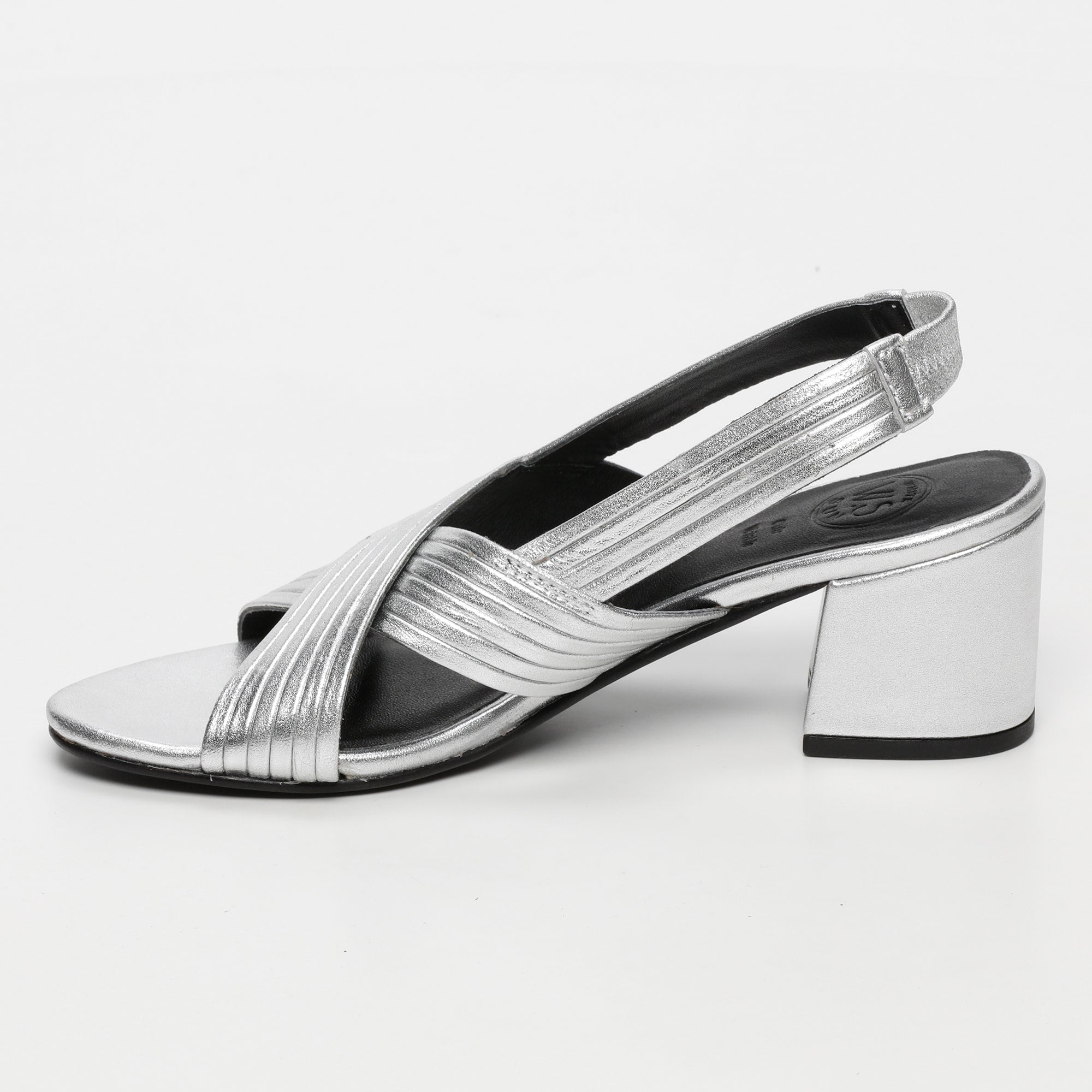 ISIA sandales talon en cuir argent
